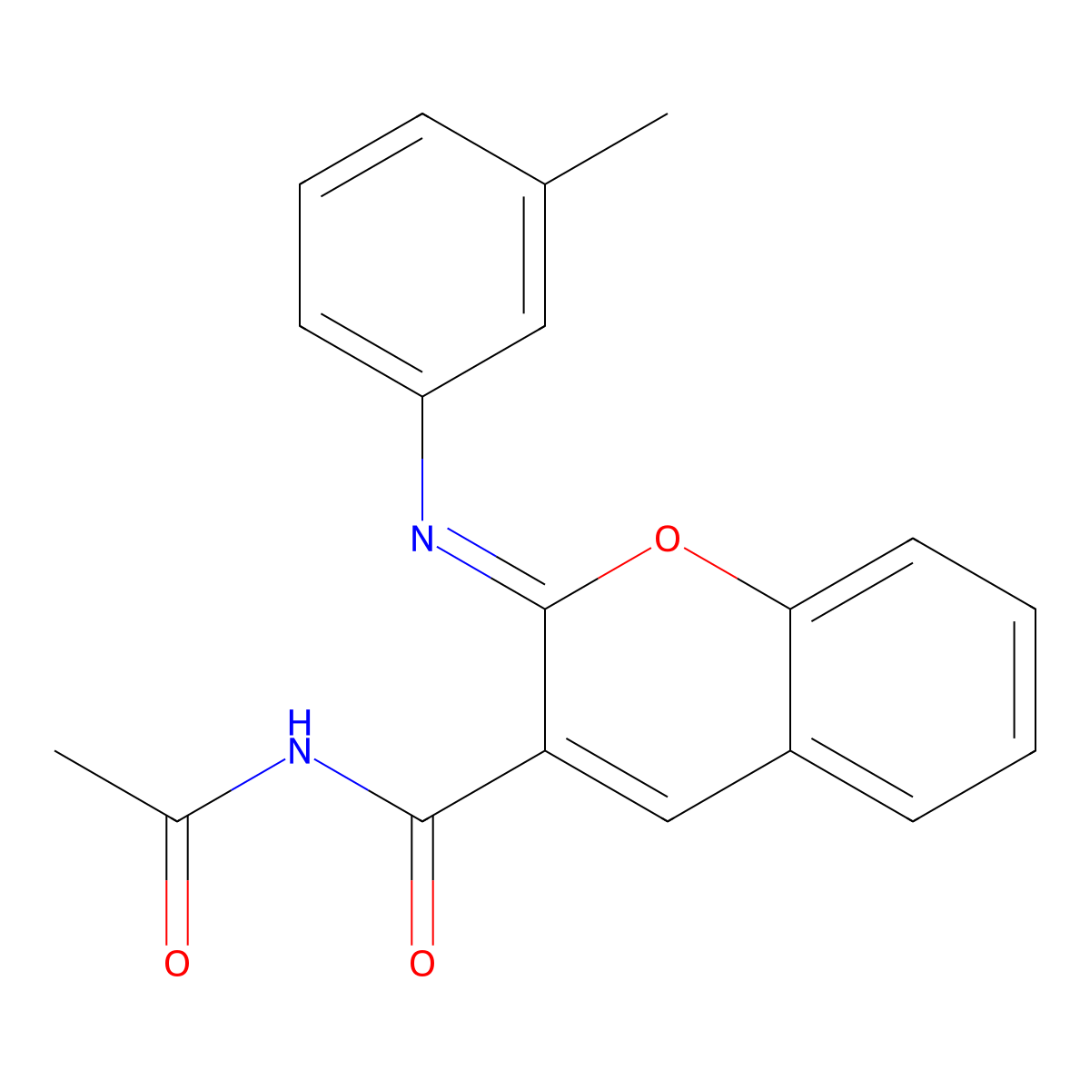 (2Z)-N-acetyl-2-[(3-methylphenyl)imino]-2H-chromene-3-carboxamide molecular structure, CAS 312633-59-3
