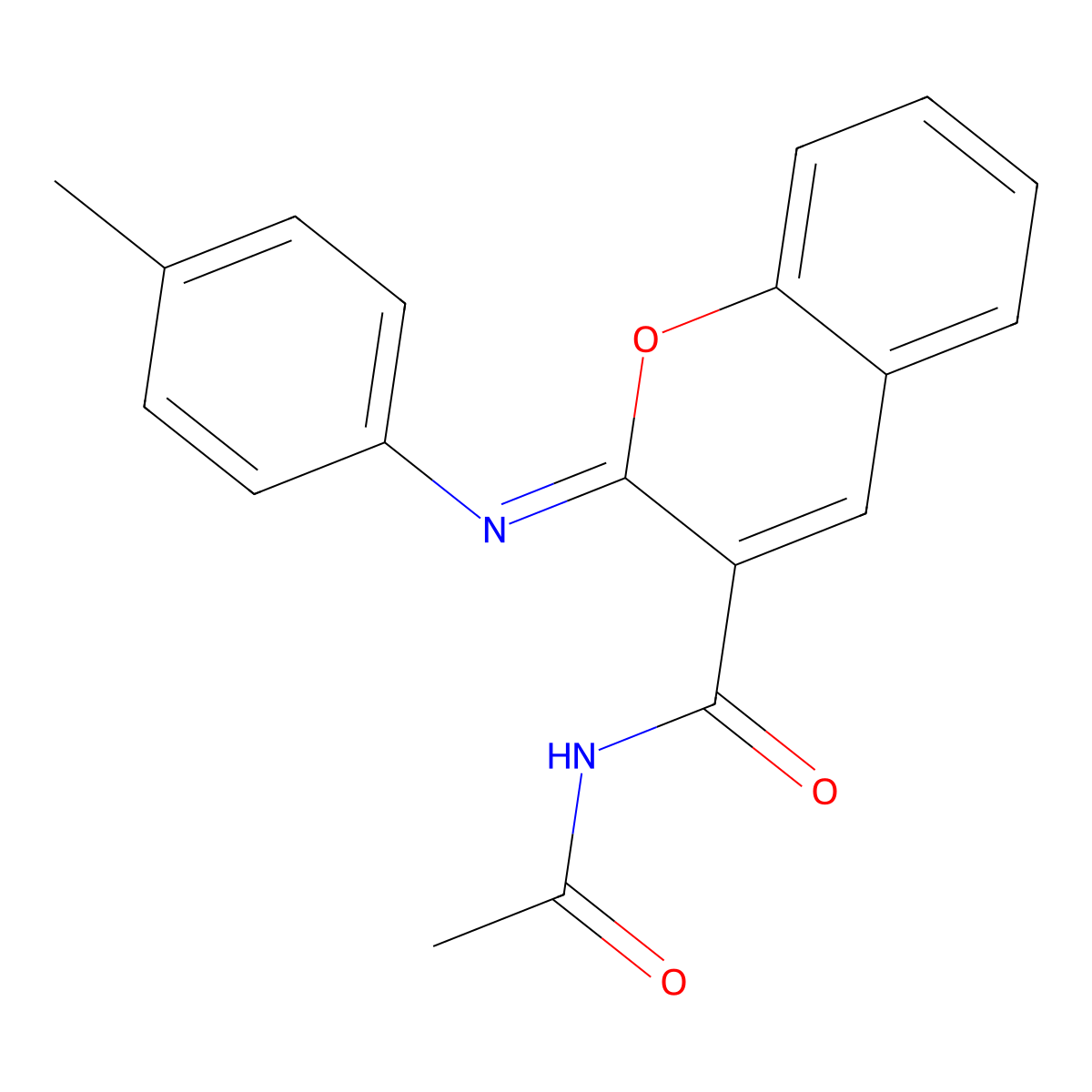 (2Z)-N-acetyl-2-[(4-methylphenyl)imino]-2H-chromene-3-carboxamide molecular structure, CAS 312633-60-6