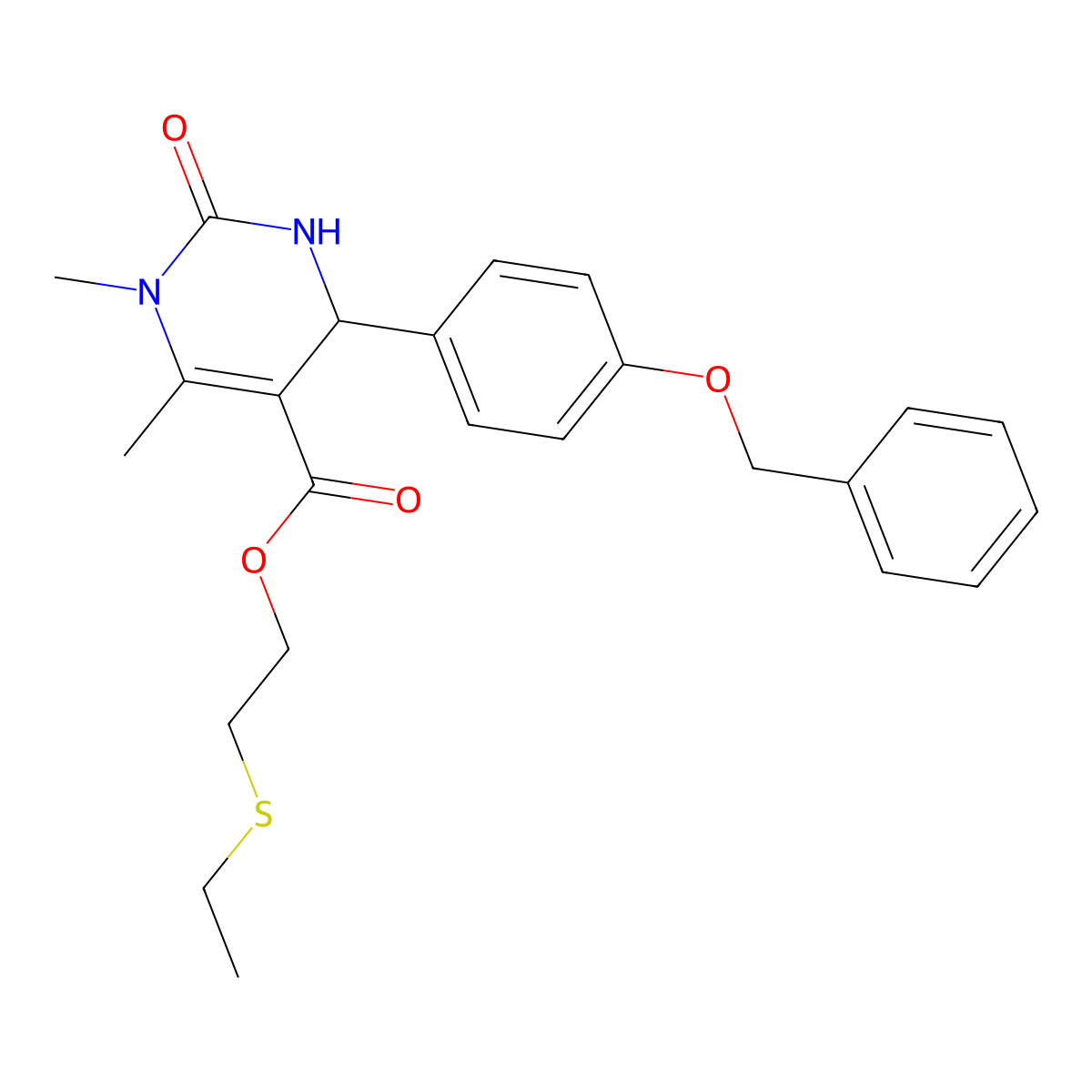 2-(Ethylsulfanyl)ethyl 4-[4-(benzyloxy)phenyl]-1,6-dimethyl-2-oxo-1,2,3,4-tetrahydropyrimidine-5-carboxylate molecular structure, CAS 312633-86-6