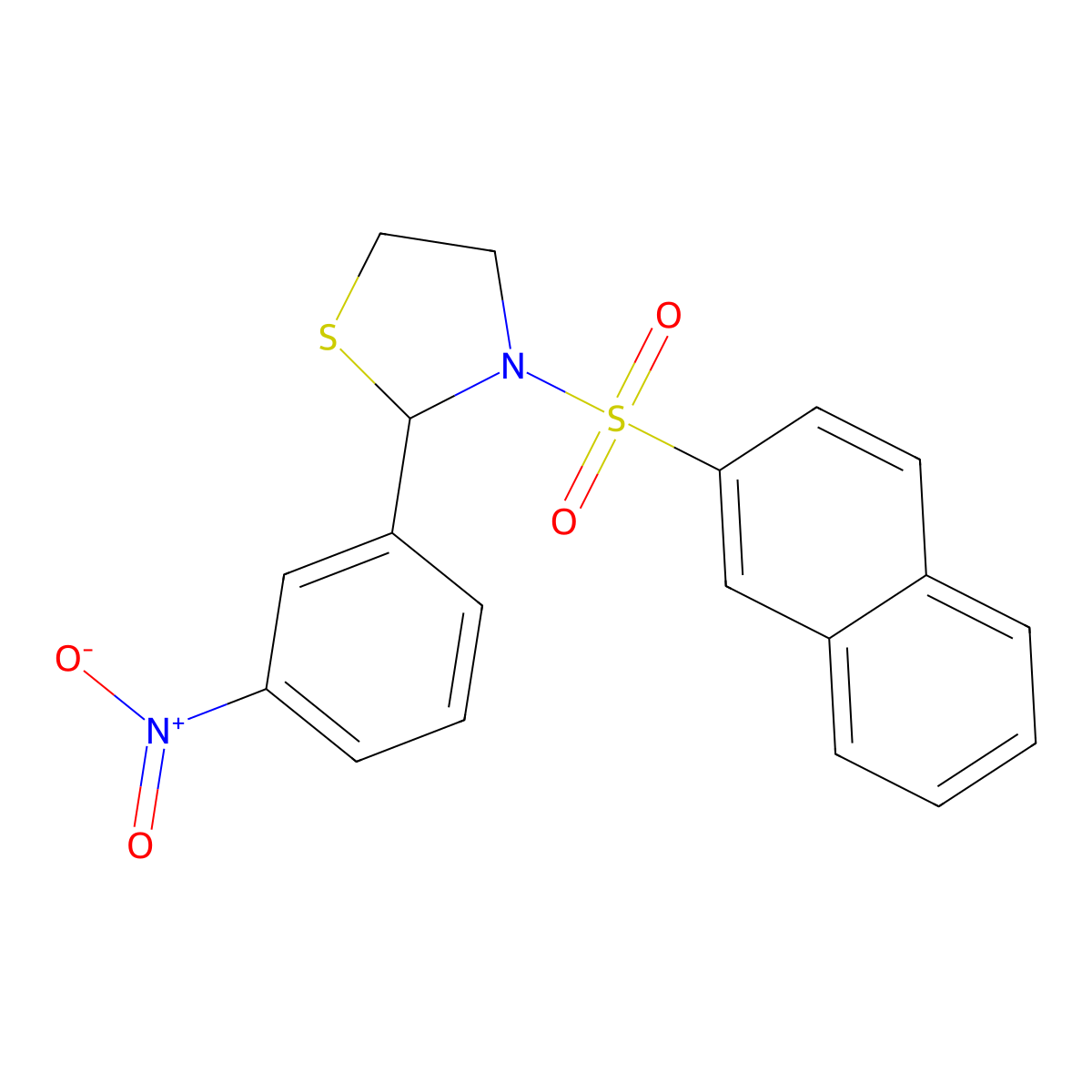 3-(Naphthalene-2-sulfonyl)-2-(3-nitrophenyl)-1,3-thiazolidine molecular structure, CAS 312633-89-9