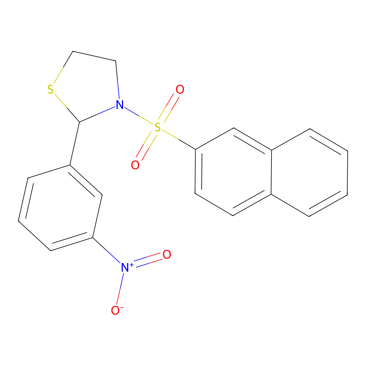3-(Naphthalene-2-sulfonyl)-2-(3-nitrophenyl)-1,3-thiazolidine molecular structure, CAS 312633-89-9