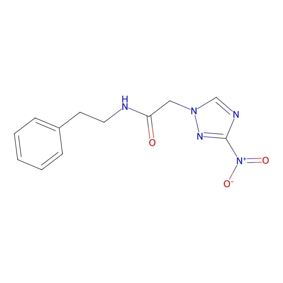 2-(3-nitro-1,2,4-triazol-1-yl)-N-(2-phenylethyl)acetamide molecular structure, CAS 312633-95-7