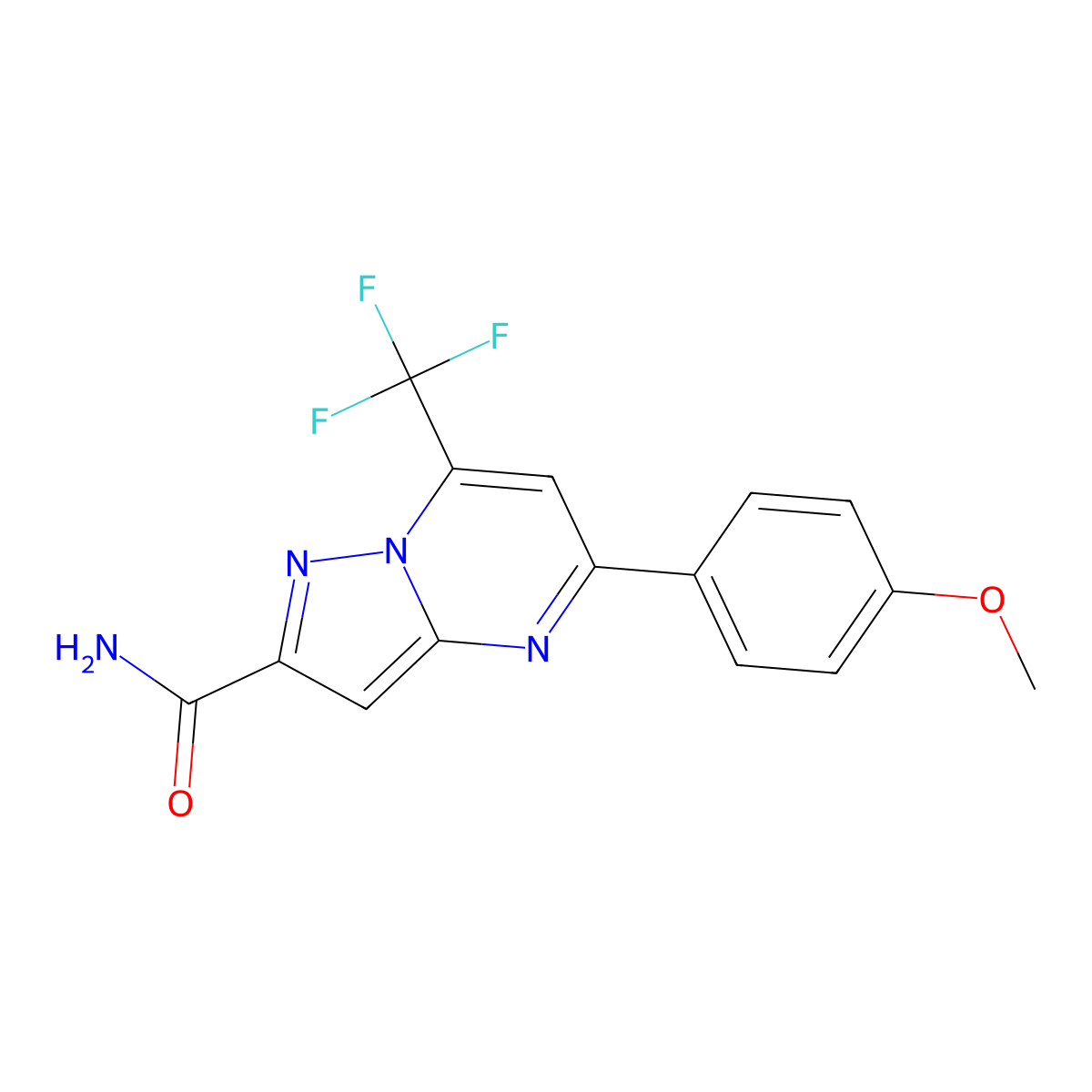 5-(4-Methoxyphenyl)-7-(trifluoromethyl)pyrazolo[1,5-a]pyrimidine-2-carboxamide molecular structure, CAS 312633-97-9