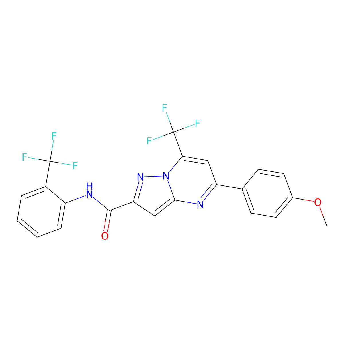 5-(4-methoxyphenyl)-7-(trifluoromethyl)-N-[2-(trifluoromethyl)phenyl]pyrazolo[1,5-a]pyrimidine-2-carboxamide molecular structure, CAS 312634-02-9