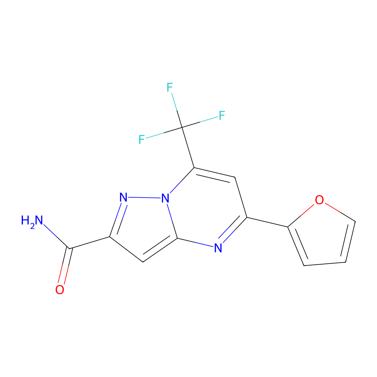 5-(Furan-2-yl)-7-(trifluoromethyl)pyrazolo[1,5-a]pyrimidine-2-carboxamide molecular structure, CAS 312634-62-1