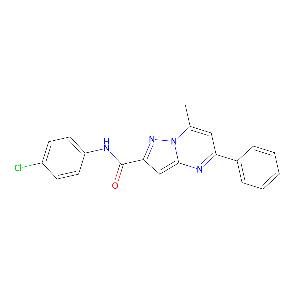 N-(4-chlorophenyl)-7-methyl-5-phenylpyrazolo[1,5-a]pyrimidine-2-carboxamide molecular structure, CAS 312634-73-4