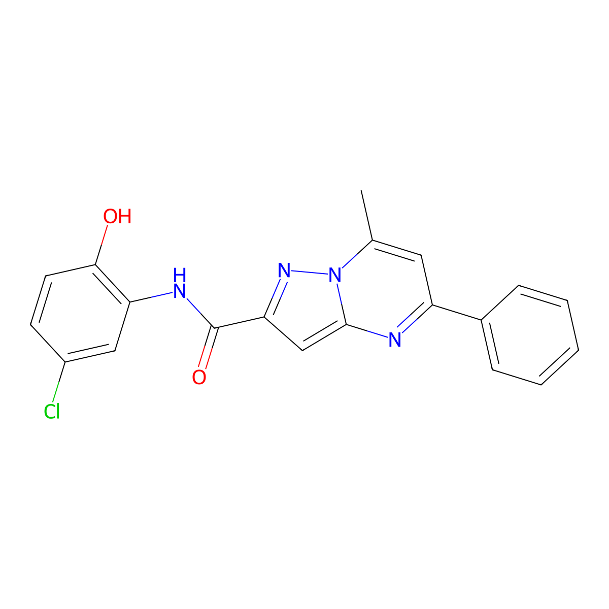 N-(5-chloro-2-hydroxyphenyl)-7-methyl-5-phenylpyrazolo[1,5-a]pyrimidine-2-carboxamide molecular structure, CAS 312634-80-3