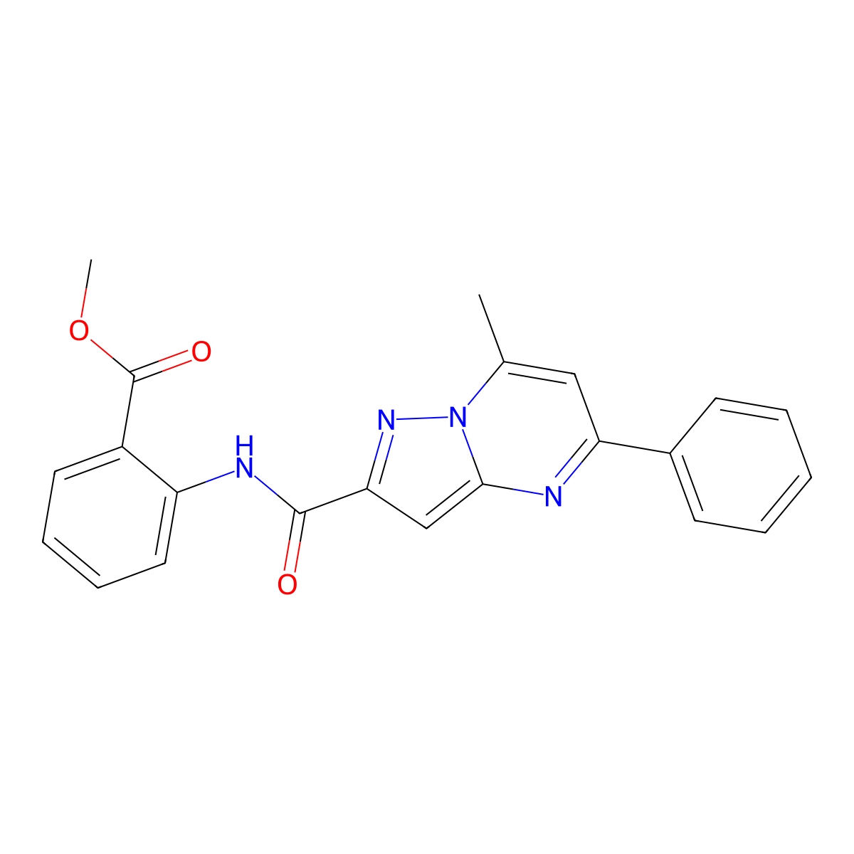 Methyl 2-[(7-methyl-5-phenylpyrazolo[1,5-a]pyrimidine-2-carbonyl)amino]benzoate molecular structure, CAS 312634-83-6