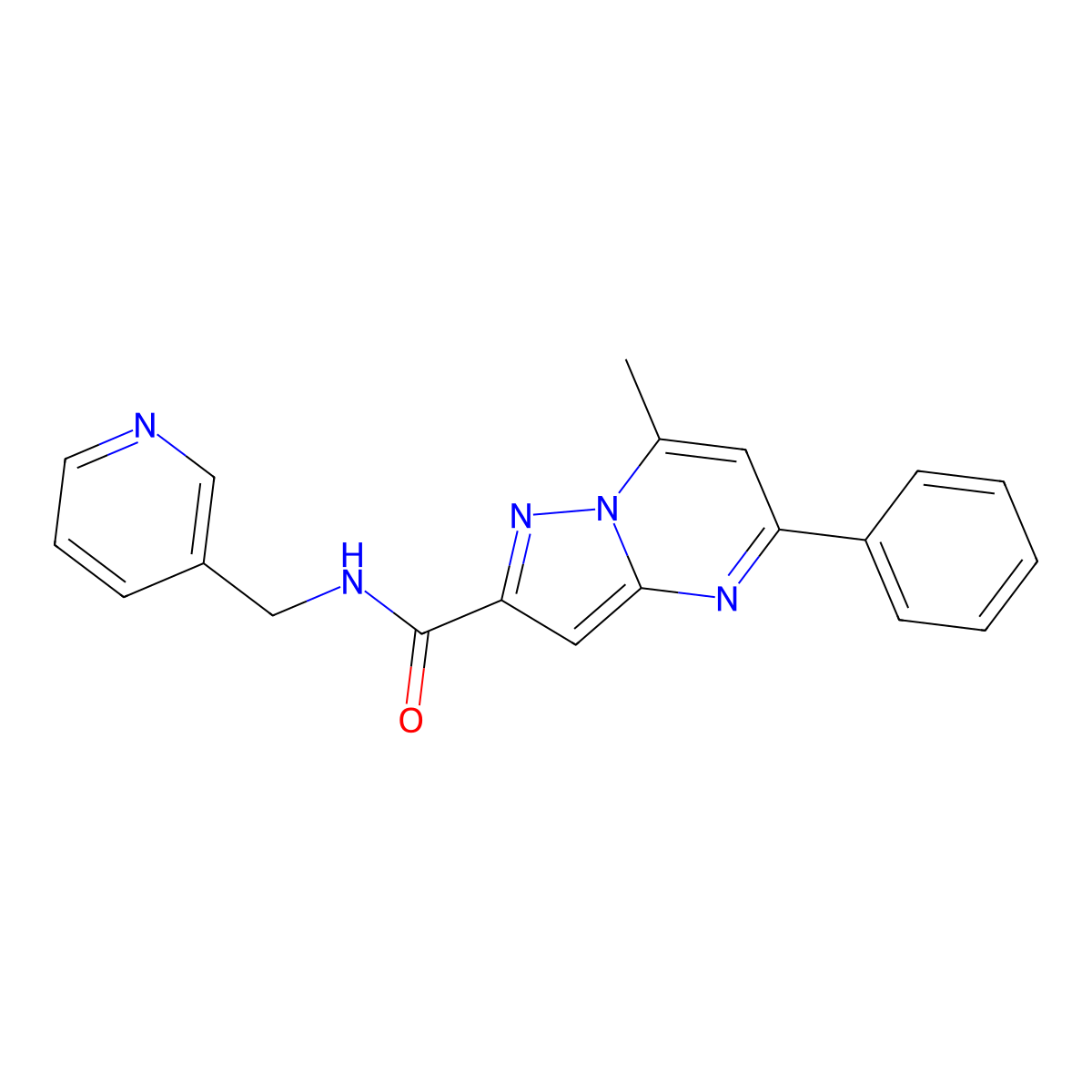 7-methyl-5-phenyl-N-(pyridin-3-ylmethyl)pyrazolo[1,5-a]pyrimidine-2-carboxamide molecular structure, CAS 312634-86-9