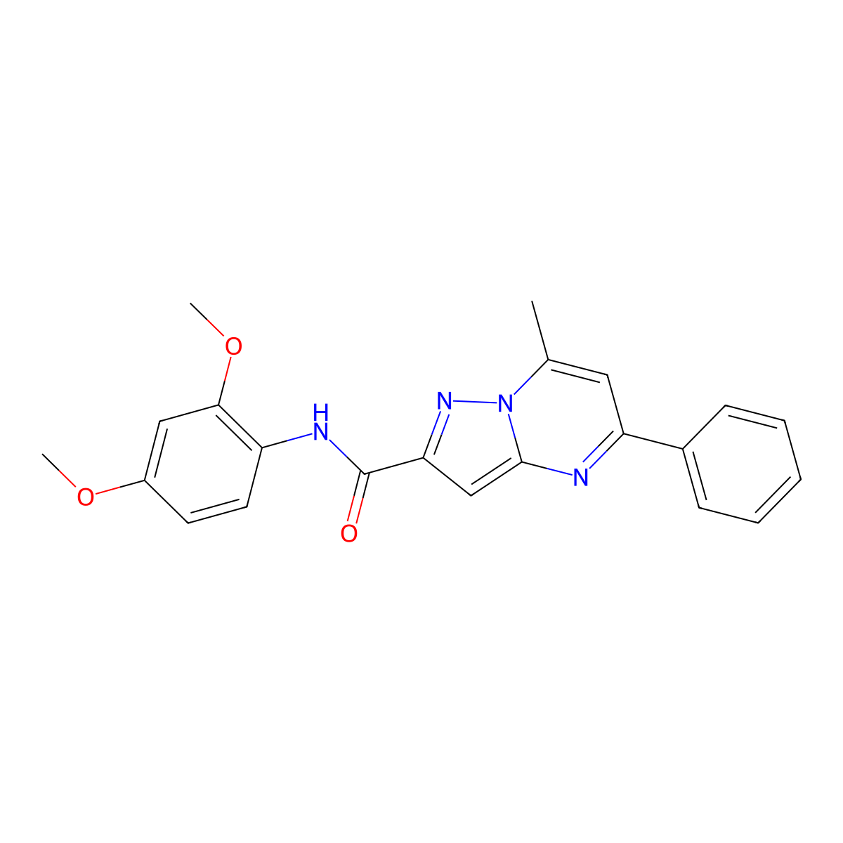 N-(2,4-dimethoxyphenyl)-7-methyl-5-phenylpyrazolo[1,5-a]pyrimidine-2-carboxamide molecular structure, CAS 312634-91-6
