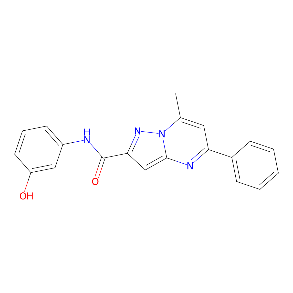N-(3-hydroxyphenyl)-7-methyl-5-phenylpyrazolo[1,5-a]pyrimidine-2-carboxamide molecular structure, CAS 312634-95-0