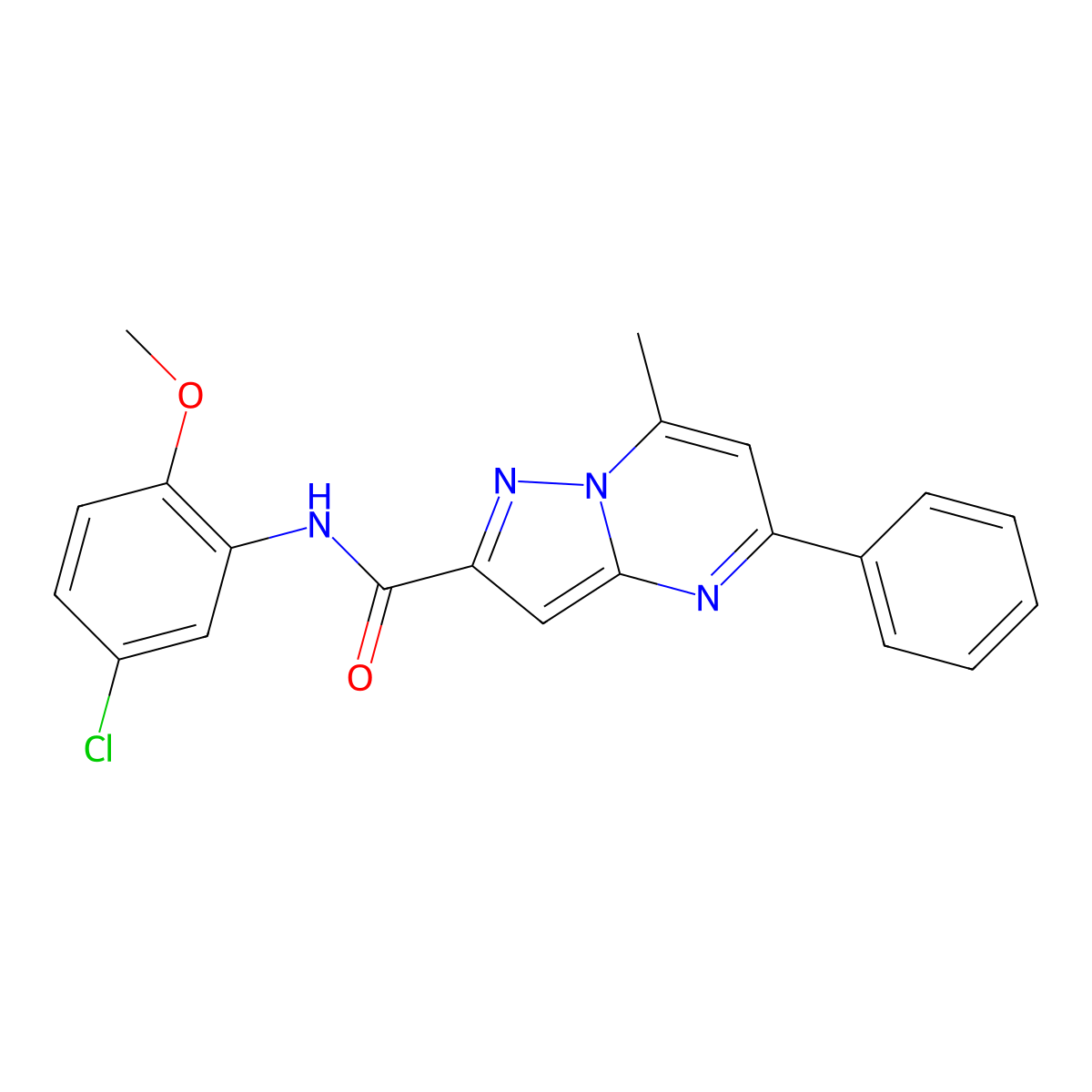 N-(5-chloro-2-methoxyphenyl)-7-methyl-5-phenylpyrazolo[1,5-a]pyrimidine-2-carboxamide molecular structure, CAS 312635-02-2
