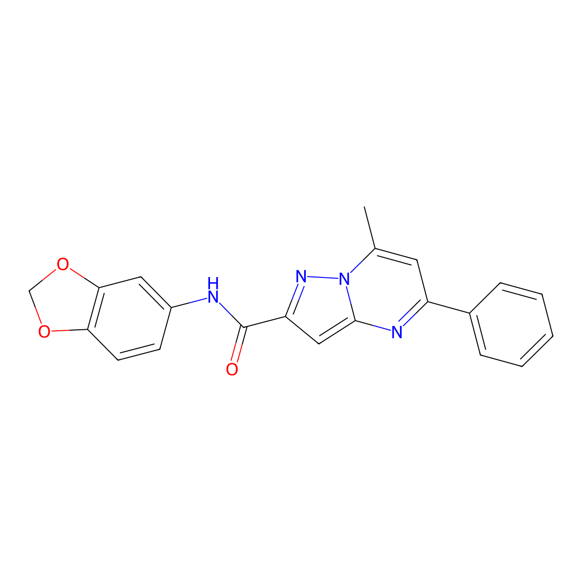 N-(1,3-benzodioxol-5-yl)-7-methyl-5-phenylpyrazolo[1,5-a]pyrimidine-2-carboxamide molecular structure, CAS 312635-04-4