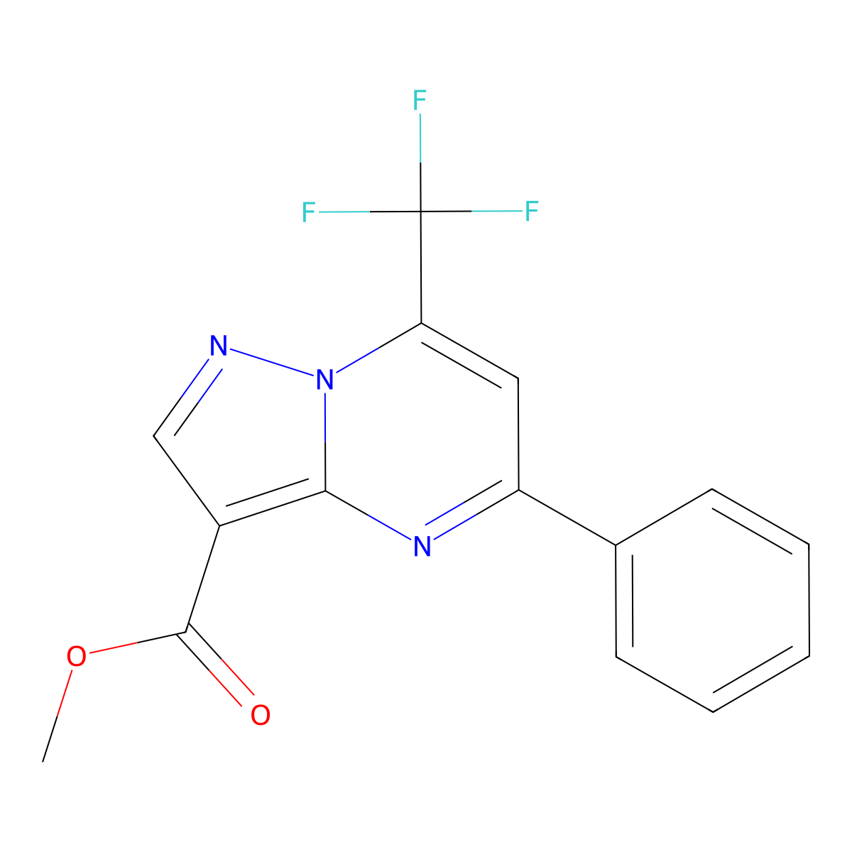 Methyl 5-phenyl-7-(trifluoromethyl)pyrazolo[1,5-a]pyrimidine-3-carboxylate molecular structure, CAS 312635-18-0