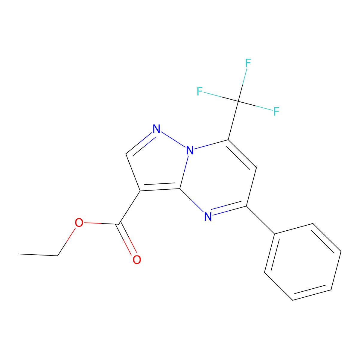 Ethyl 5-phenyl-7-(trifluoromethyl)pyrazolo[1,5-a]pyrimidine-3-carboxylate molecular structure, CAS 312635-19-1