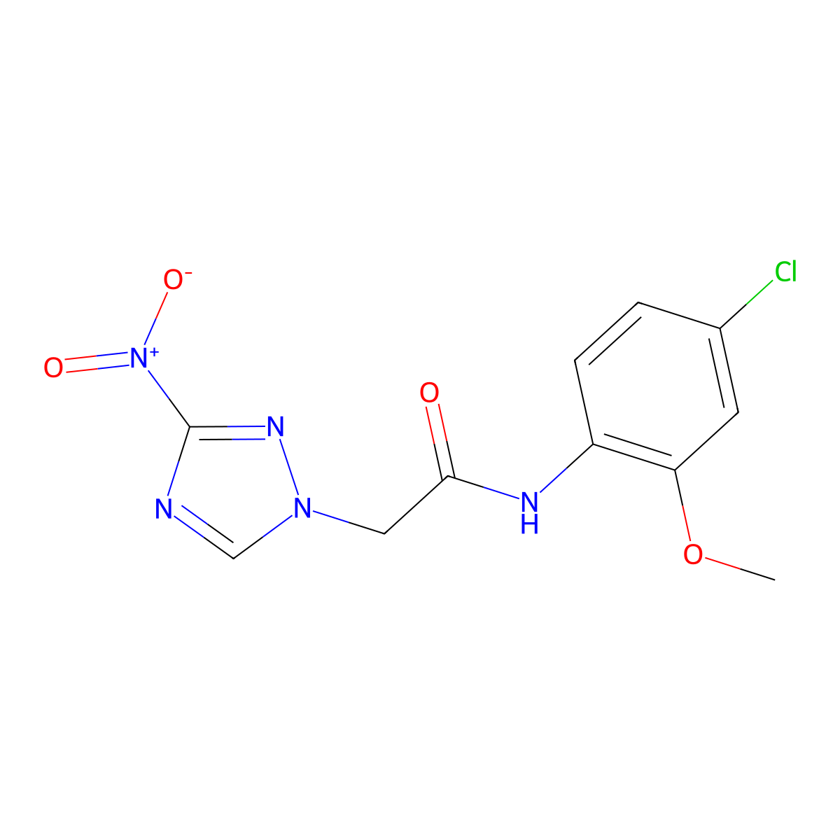 N-(4-chloro-2-methoxyphenyl)-2-(3-nitro-1H-1,2,4-triazol-1-yl)acetamide molecular structure, CAS 312635-59-9