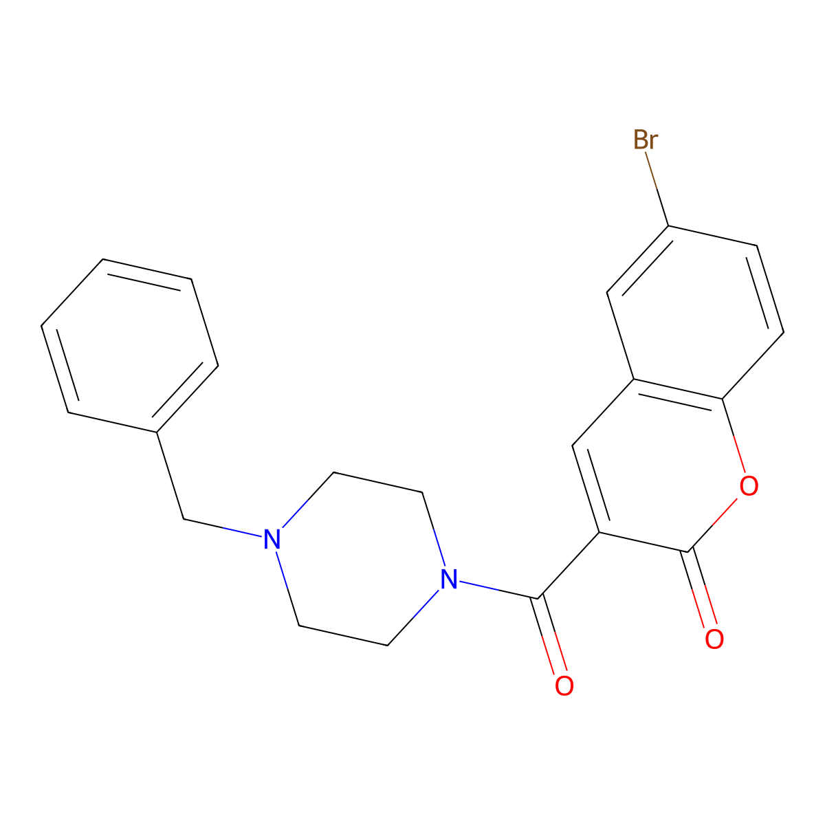 3-(4-benzylpiperazine-1-carbonyl)-6-bromo-2H-chromen-2-one molecular structure, CAS 312636-08-1