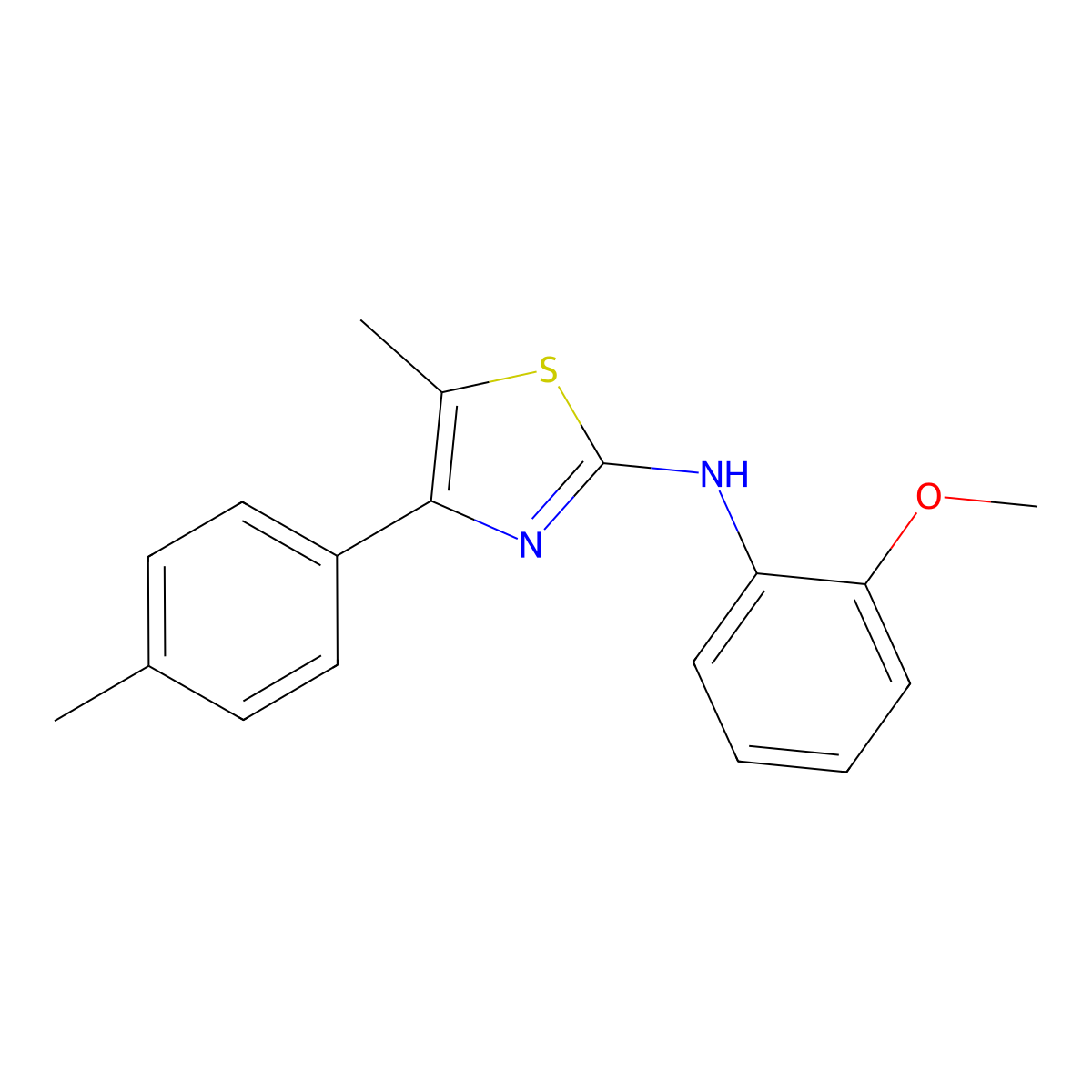 N-(2-methoxyphenyl)-5-methyl-4-(4-methylphenyl)-1,3-thiazol-2-amine molecular structure, CAS 312636-12-7