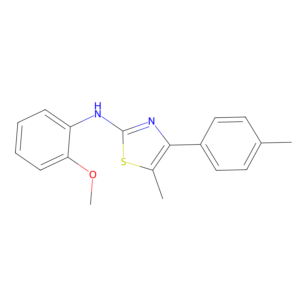 N-(2-methoxyphenyl)-5-methyl-4-(4-methylphenyl)-1,3-thiazol-2-amine molecular structure, CAS 312636-12-7