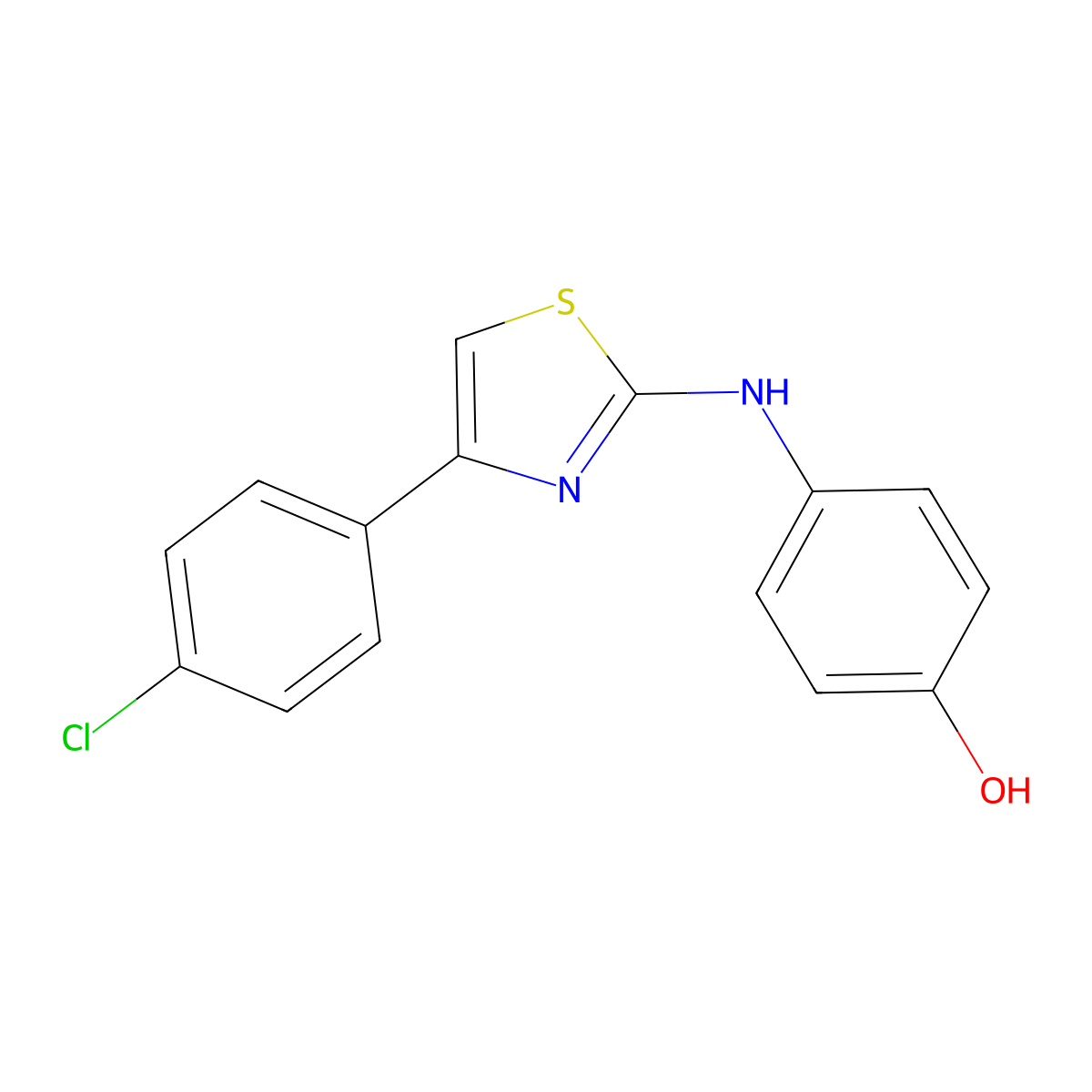 4-((4-(4-Chlorophenyl)-2-thiazolyl)amino)phenol molecular structure, CAS 312636-16-1