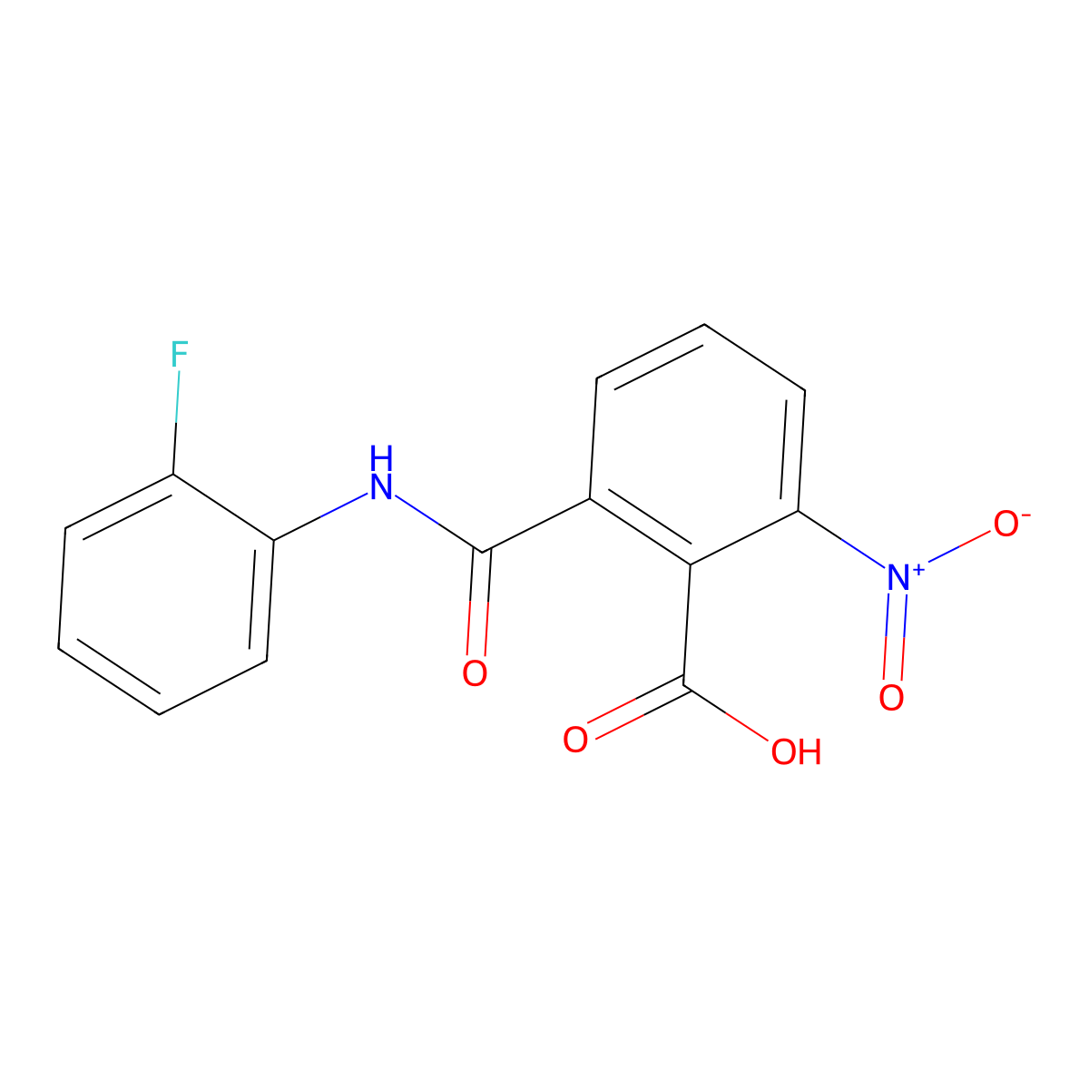2-[(2-Fluorophenyl)carbamoyl]-6-nitrobenzoic acid molecular structure, CAS 312636-17-2