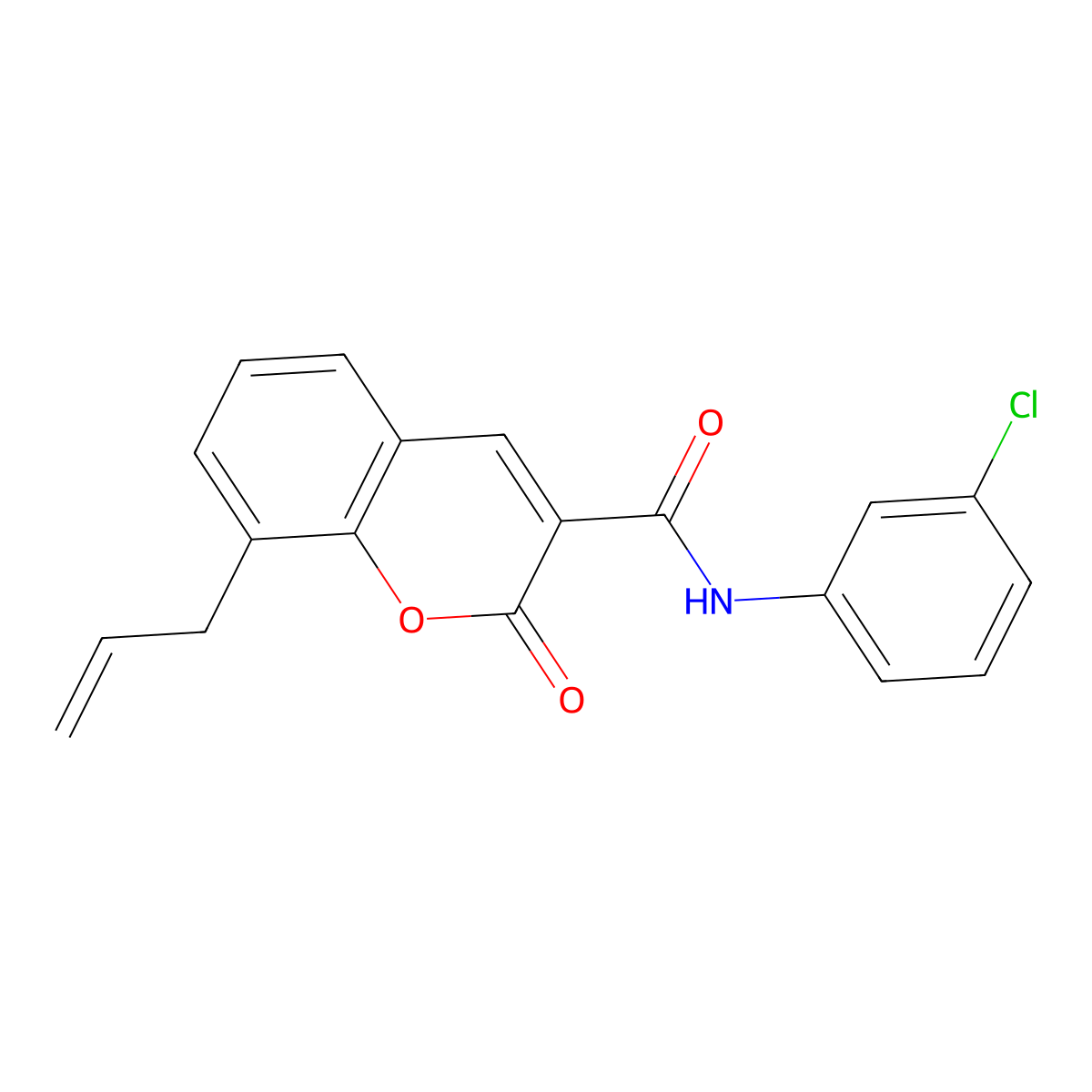 N-(3-chlorophenyl)-2-oxo-8-(prop-2-en-1-yl)-2H-chromene-3-carboxamide molecular structure, CAS 312636-19-4