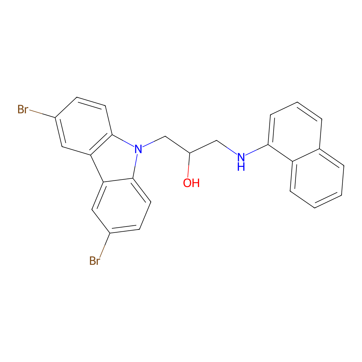 1-(3,6-dibromo-9H-carbazol-9-yl)-3-(naphthalen-1-ylamino)propan-2-ol molecular structure, CAS 312636-24-1