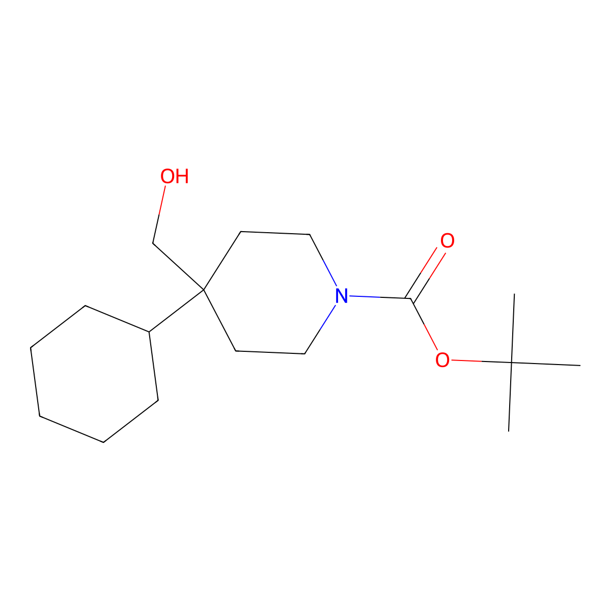 Tert-butyl 4-cyclohexyl-4-(hydroxymethyl)piperidine-1-carboxylate molecular structure, CAS 312638-87-2