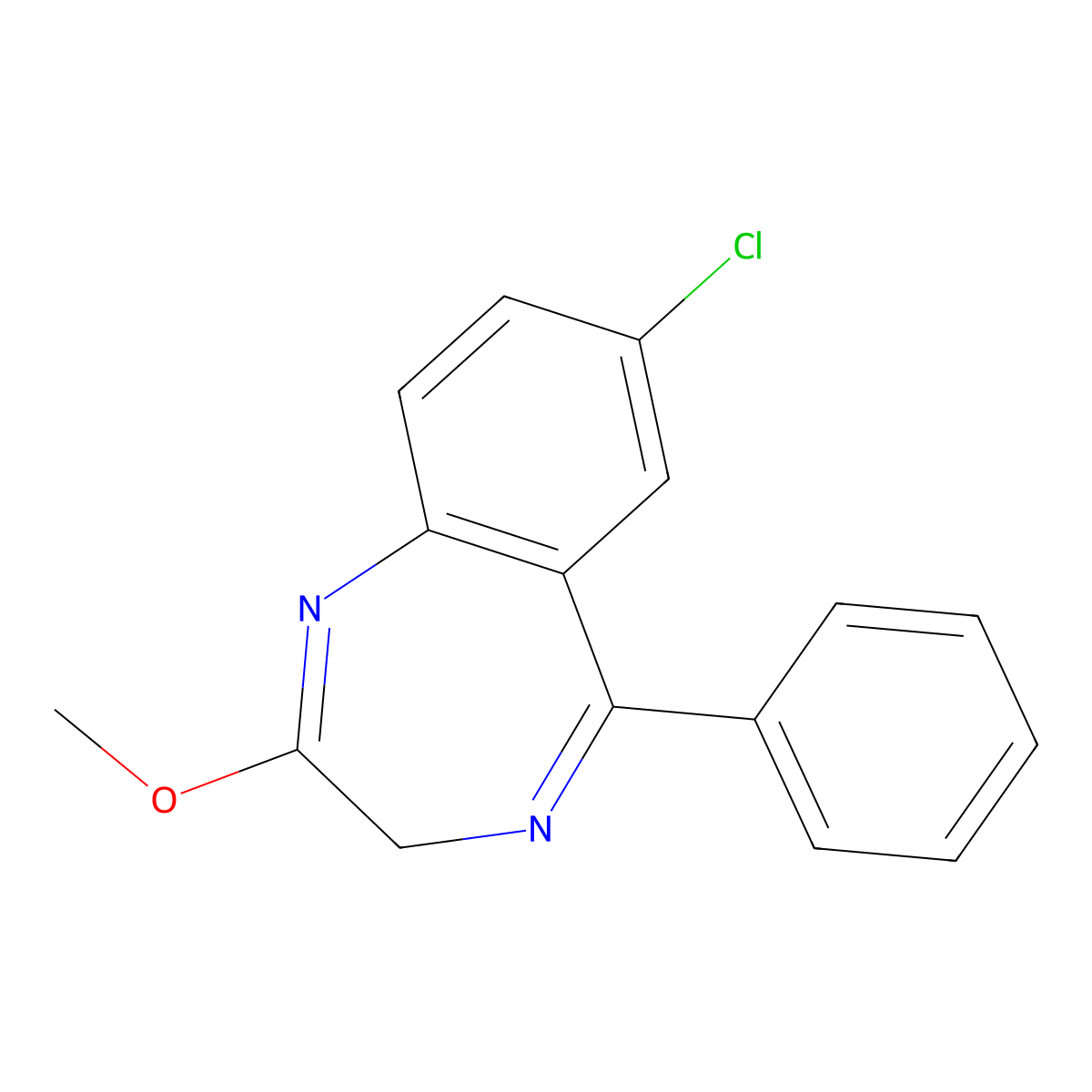 7-Chloro-2-methoxy-5-phenyl-3H-1,4-benzodiazepine molecular structure, CAS 31269-33-7