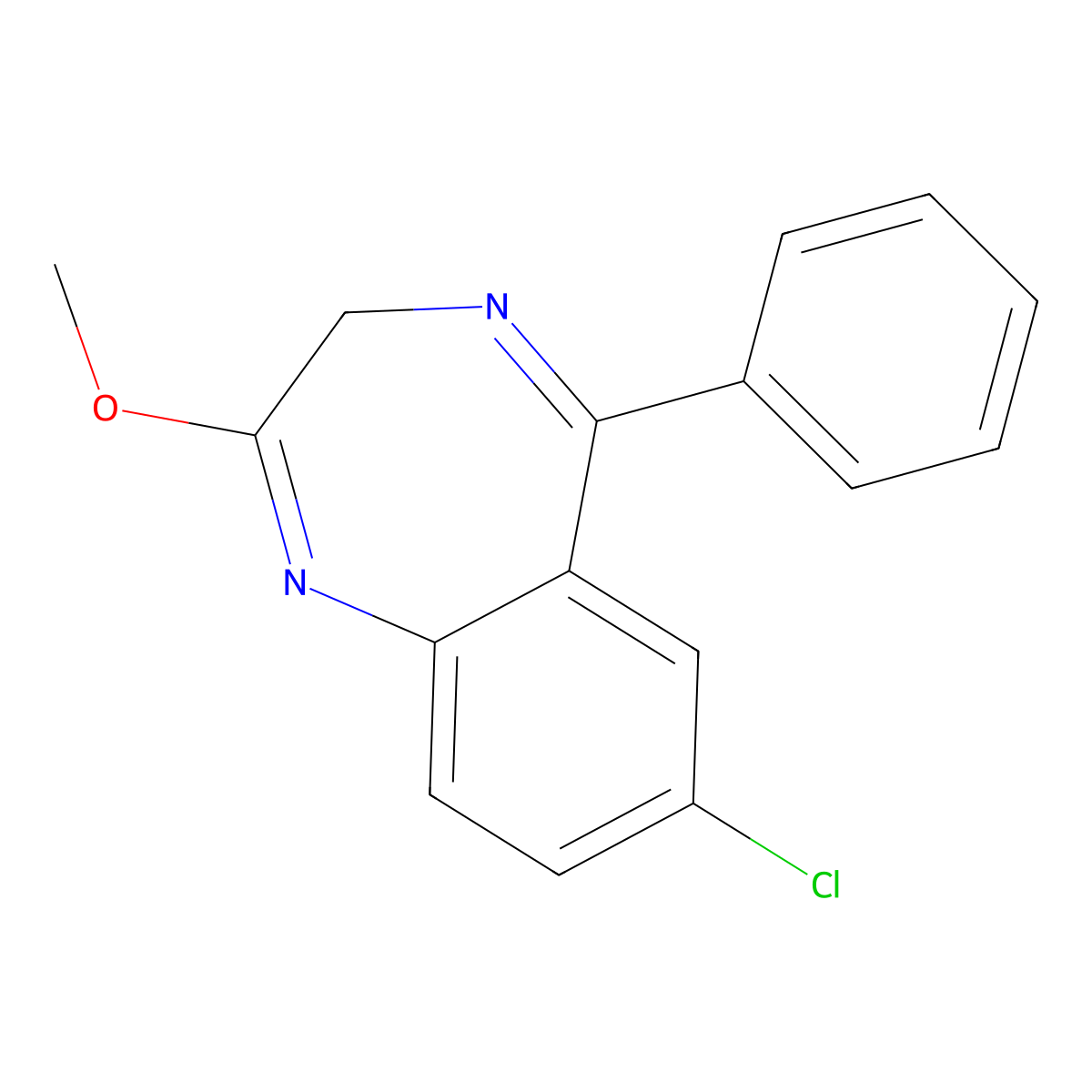 7-Chloro-2-methoxy-5-phenyl-3H-1,4-benzodiazepine molecular structure, CAS 31269-33-7