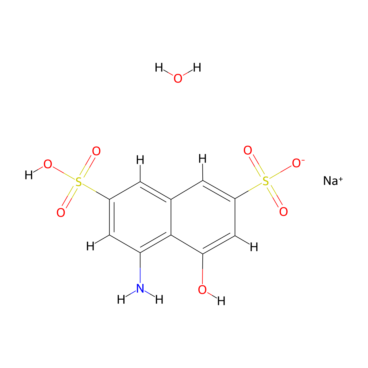 4-Amino-5-hydroxy-2,7-naphthalenedisulfonic acid monosodium salt hydrate molecular structure, CAS 312693-54-2