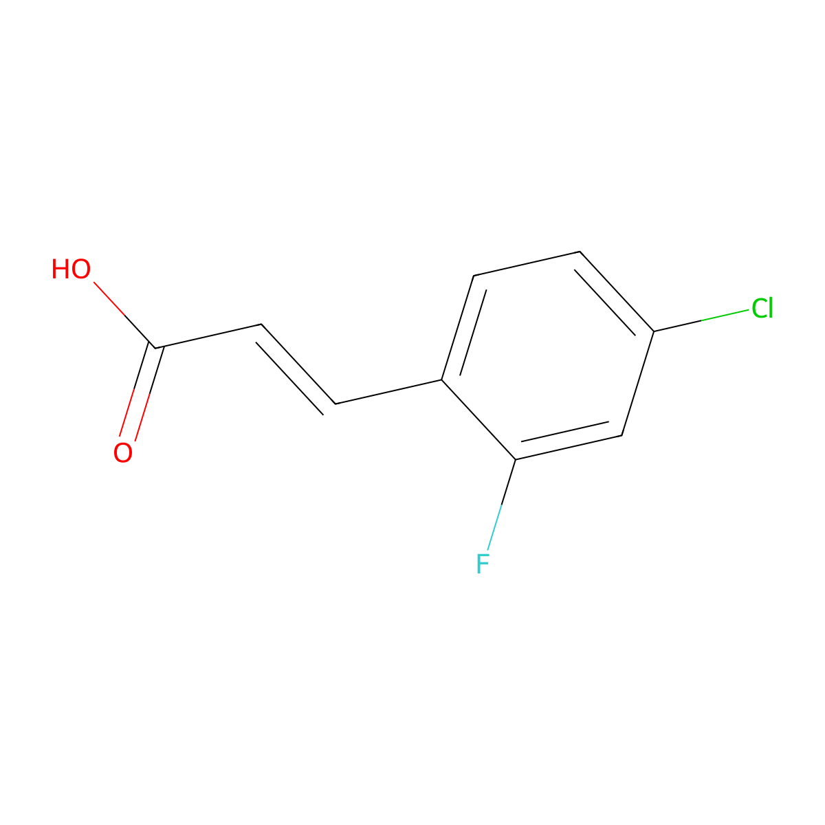 (2E)-3-(4-Chloro-2-fluorophenyl)-2-propenoic acid molecular structure, CAS 312693-55-3