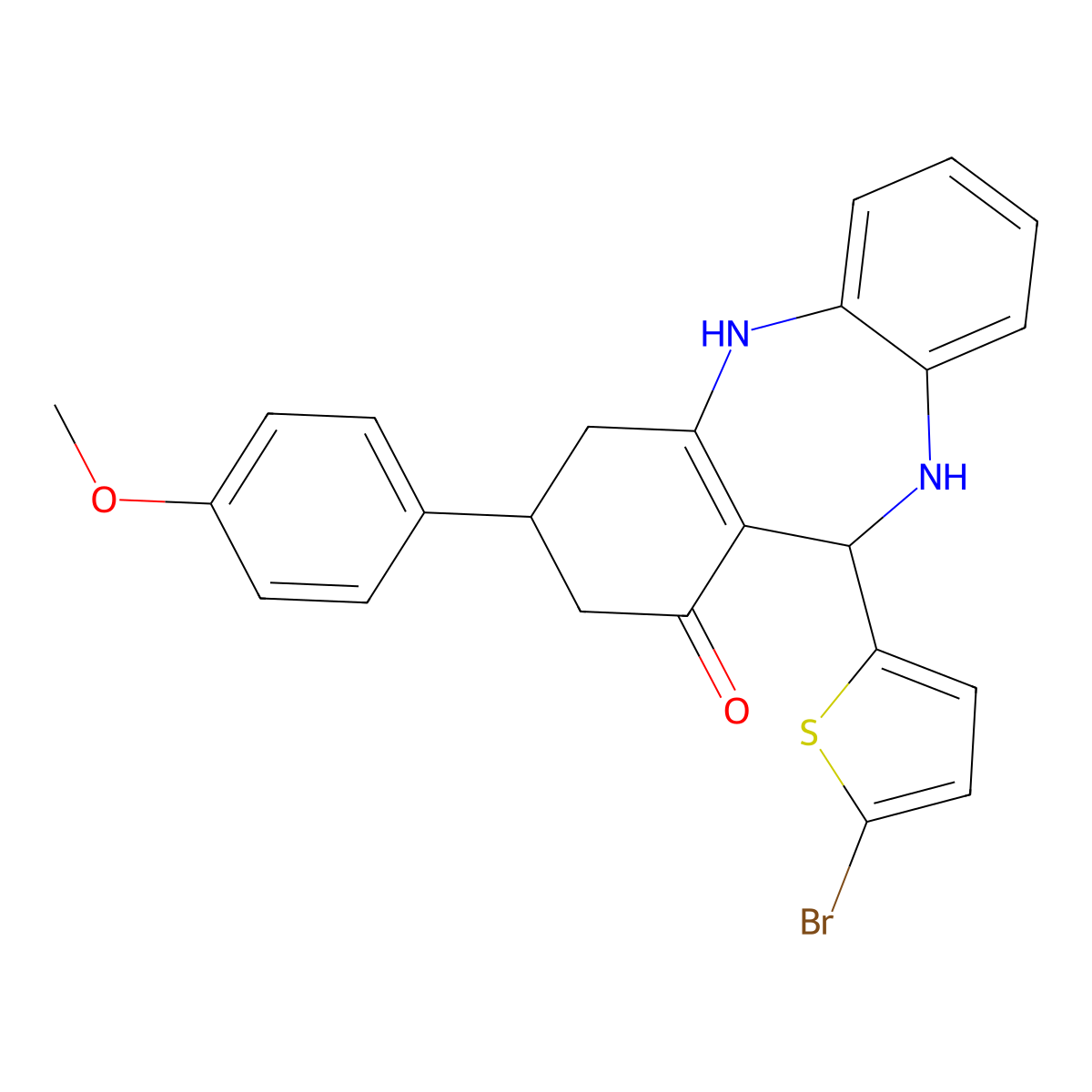 6-(5-Bromothiophen-2-yl)-9-(4-methoxyphenyl)-5,6,8,9,10,11-hexahydrobenzo[b][1,4]benzodiazepin-7-one molecular structure, CAS 312696-41-6