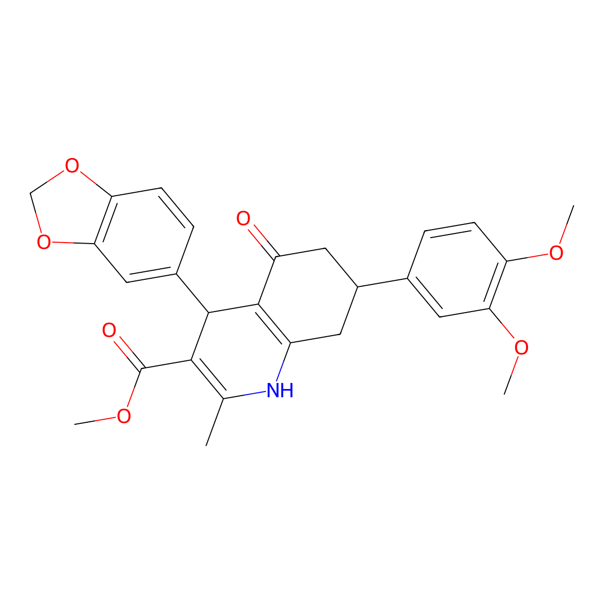 Methyl 4-(1,3-benzodioxol-5-yl)-7-(3,4-dimethoxyphenyl)-2-methyl-5-oxo-1,4,5,6,7,8-hexahydroquinoline-3-carboxylate molecular structure, CAS 312696-47-2