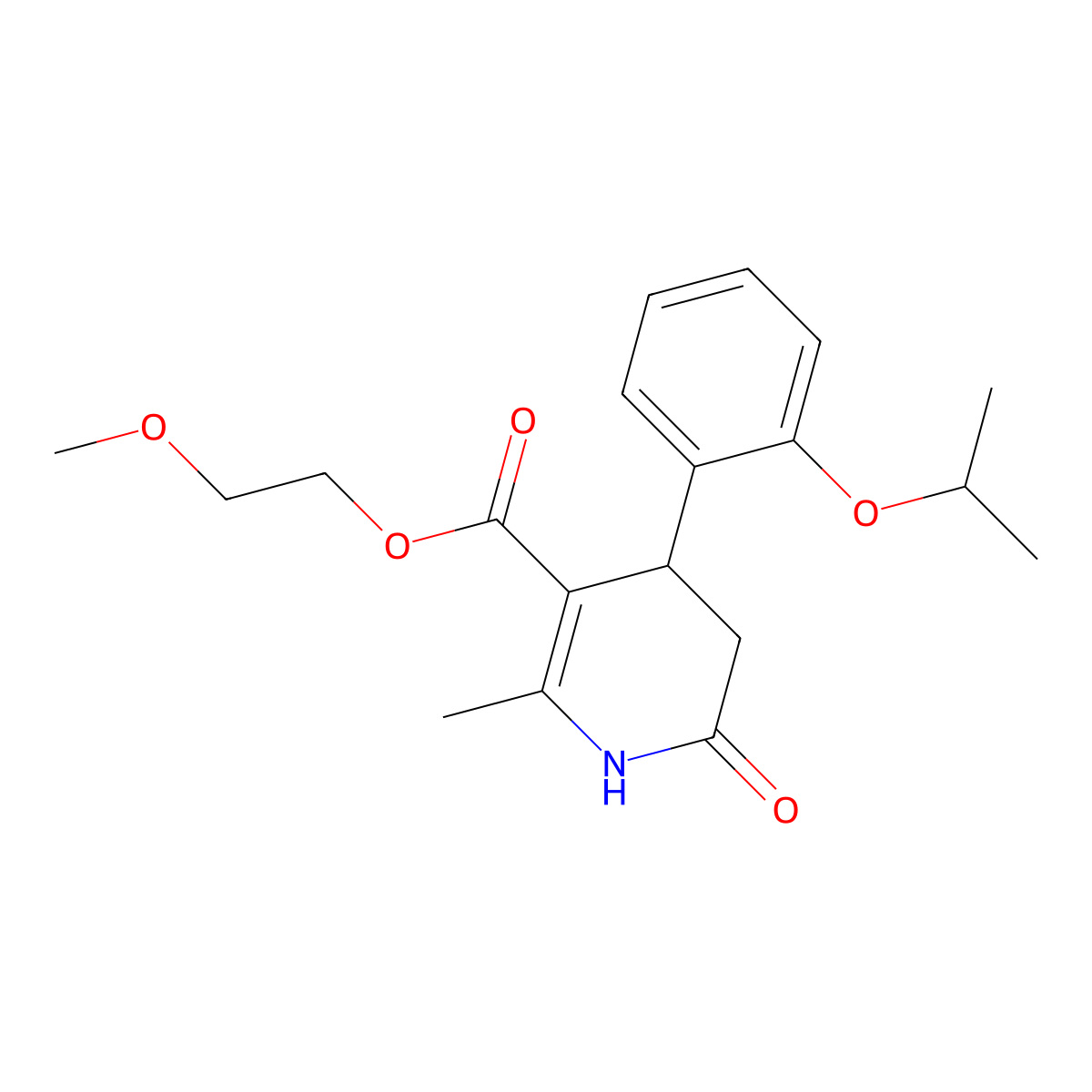 2-Methoxyethyl 2-methyl-6-oxo-4-[2-(propan-2-yloxy)phenyl]-1,4,5,6-tetrahydropyridine-3-carboxylate molecular structure, CAS 312696-55-2