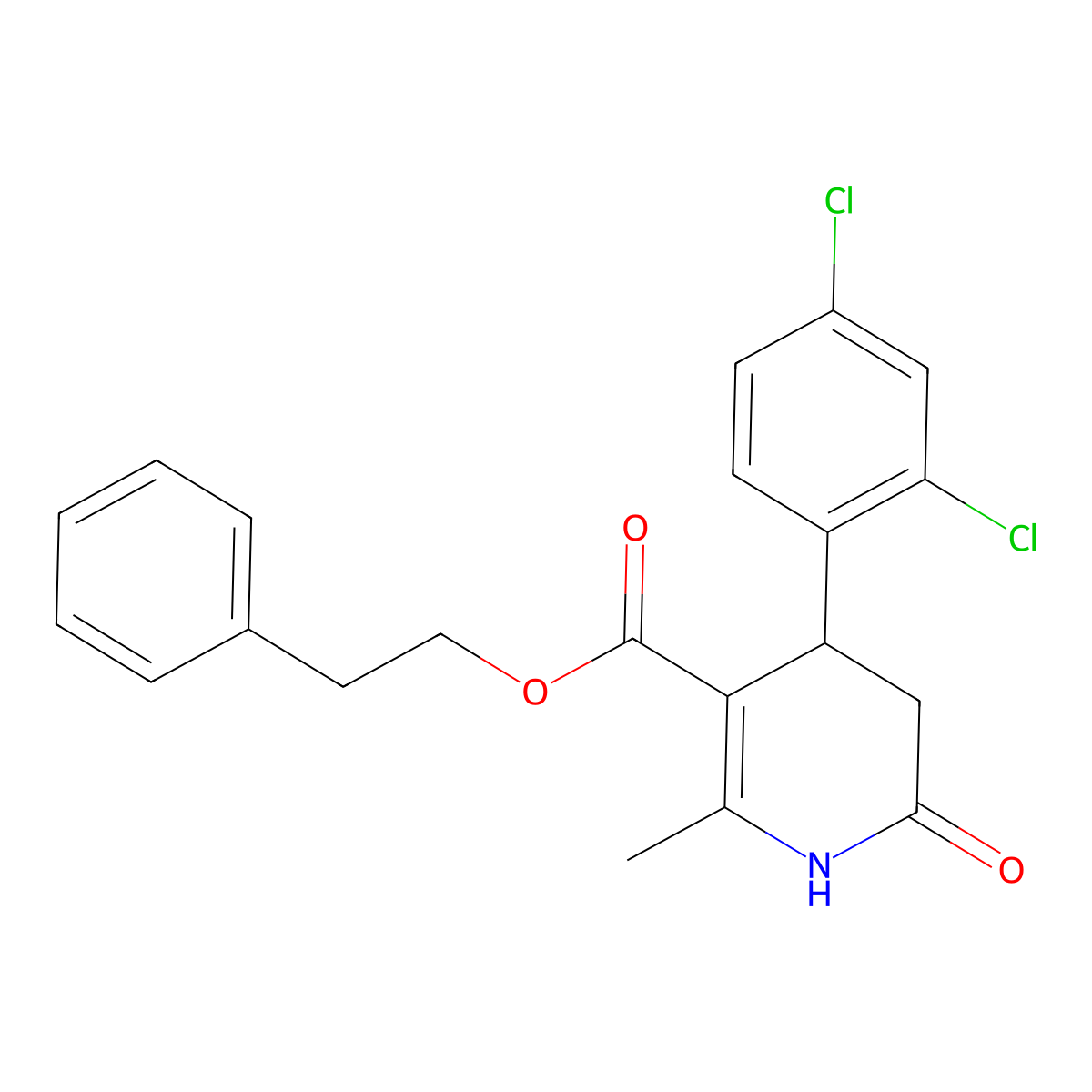2-Phenylethyl 4-(2,4-dichlorophenyl)-2-methyl-6-oxo-1,4,5,6-tetrahydropyridine-3-carboxylate molecular structure, CAS 312696-68-7