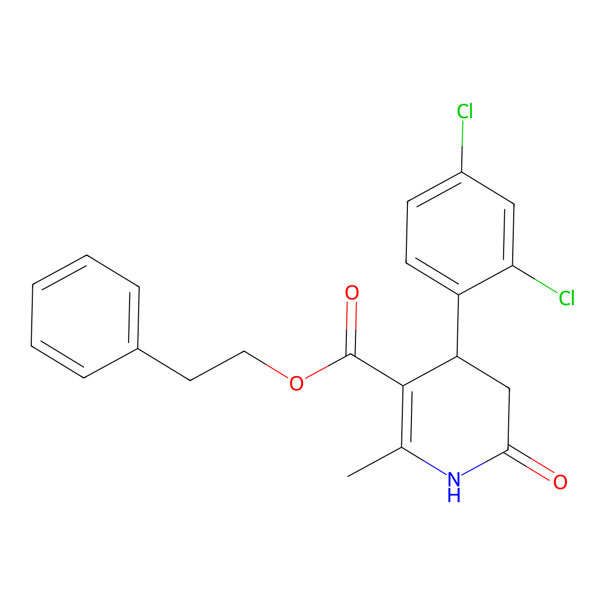 2-Phenylethyl 4-(2,4-dichlorophenyl)-2-methyl-6-oxo-1,4,5,6-tetrahydropyridine-3-carboxylate molecular structure, CAS 312696-68-7