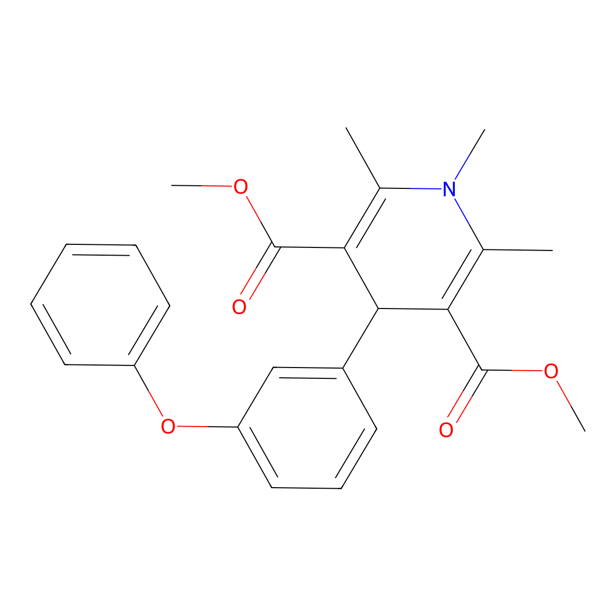Dimethyl 1,2,6-trimethyl-4-(3-phenoxyphenyl)-1,4-dihydropyridine-3,5-dicarboxylate molecular structure, CAS 312696-78-9