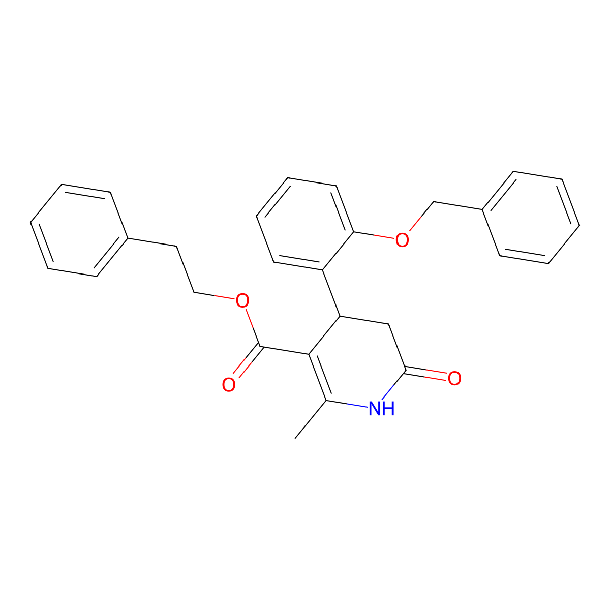 2-Phenylethyl 4-[2-(benzyloxy)phenyl]-2-methyl-6-oxo-1,4,5,6-tetrahydropyridine-3-carboxylate molecular structure, CAS 312696-84-7