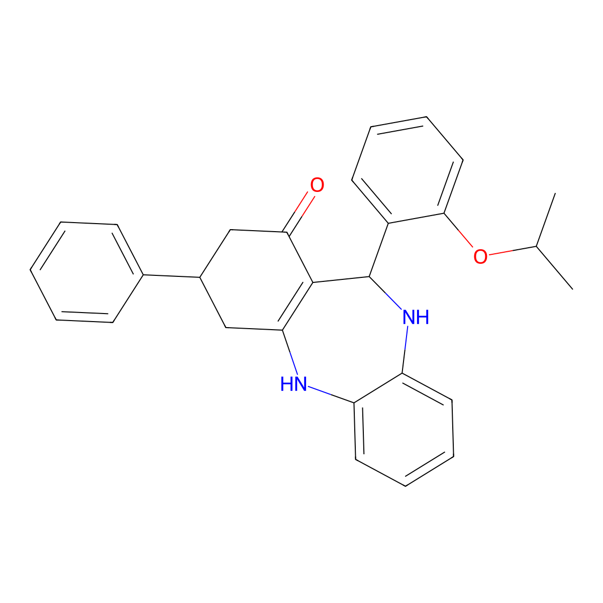 9-Phenyl-6-(2-propan-2-yloxyphenyl)-5,6,8,9,10,11-hexahydrobenzo[b][1,4]benzodiazepin-7-one molecular structure, CAS 312697-99-7