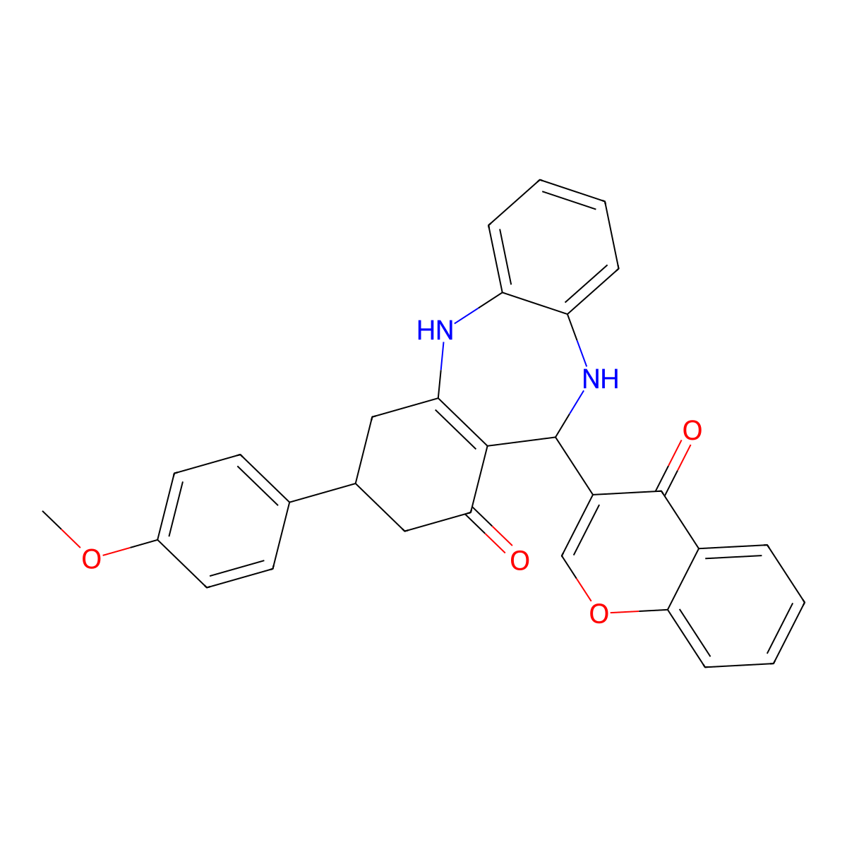 9-(4-Methoxyphenyl)-6-(4-oxochromen-3-yl)-5,6,8,9,10,11-hexahydrobenzo[b][1,4]benzodiazepin-7-one molecular structure, CAS 312698-28-5