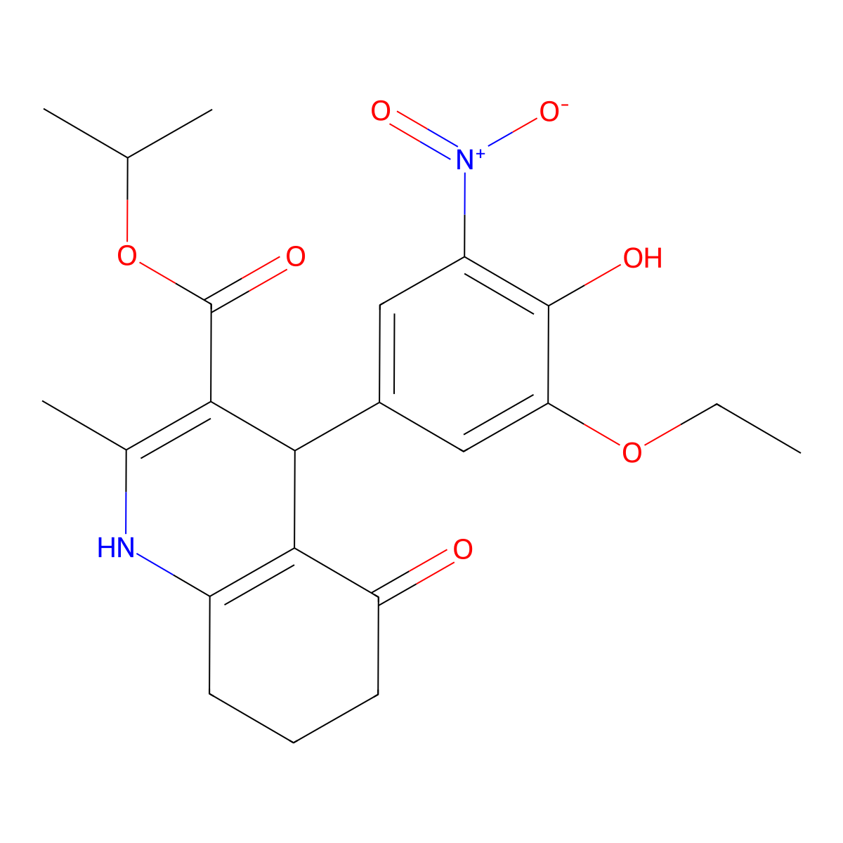 Propan-2-yl 4-(3-ethoxy-4-hydroxy-5-nitrophenyl)-2-methyl-5-oxo-1,4,5,6,7,8-hexahydroquinoline-3-carboxylate molecular structure, CAS 312698-35-4