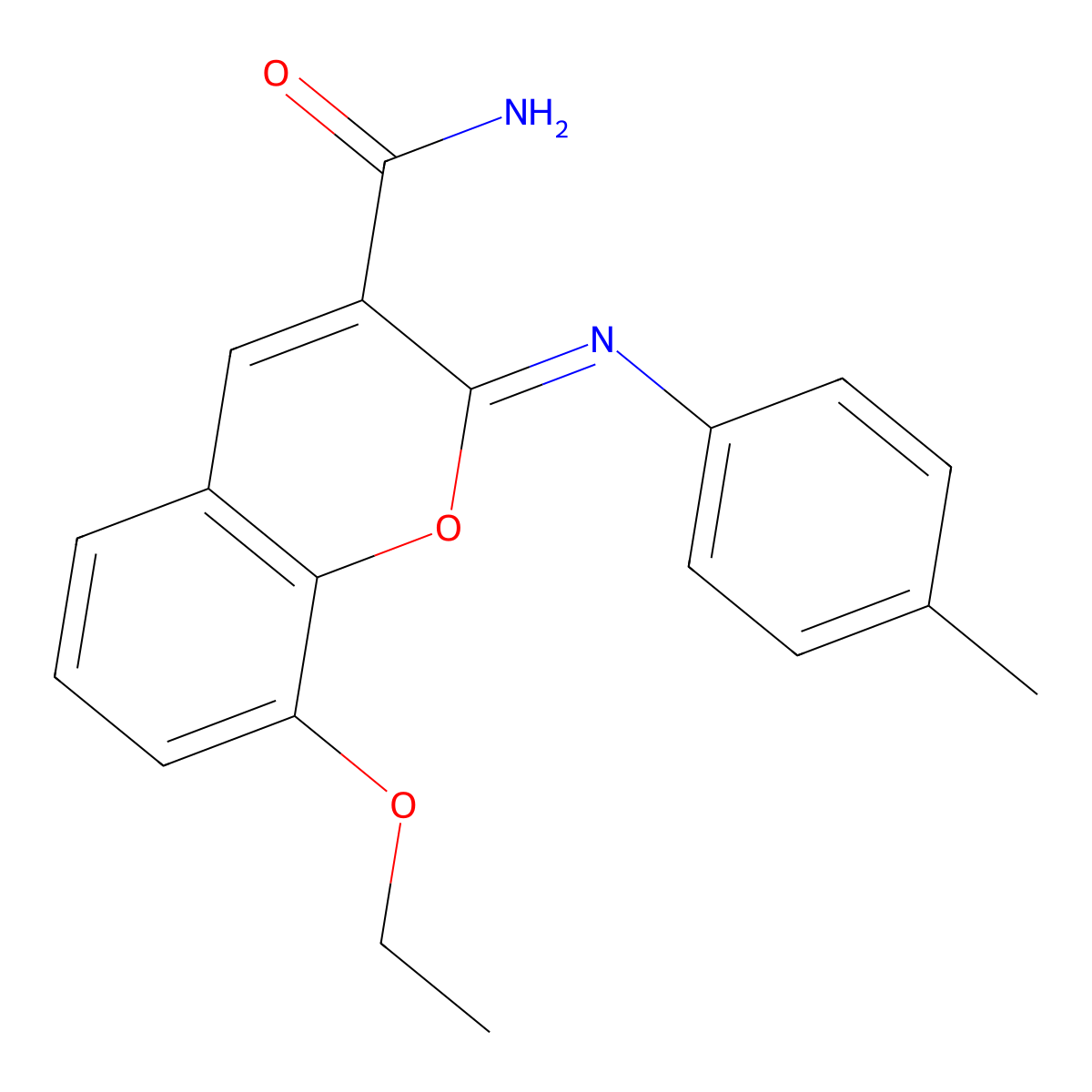 (2Z)-8-ethoxy-2-[(4-methylphenyl)imino]-2H-chromene-3-carboxamide molecular structure, CAS 312703-08-5