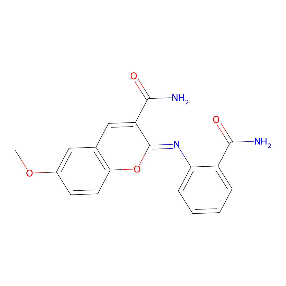 2-(2-Carbamoylphenyl)imino-6-methoxychromene-3-carboxamide molecular structure, CAS 312703-55-2