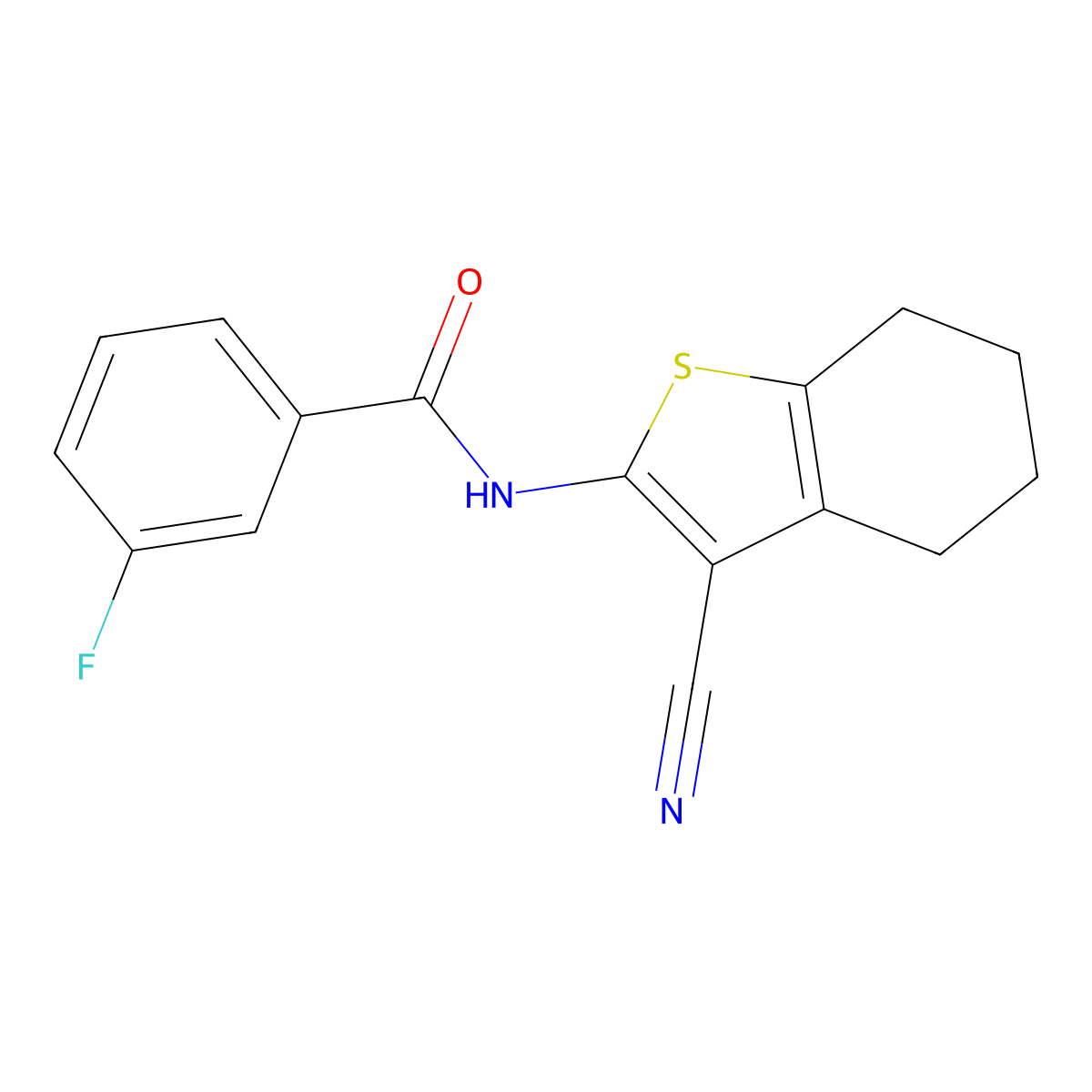 N-(3-cyano-4,5,6,7-tetrahydro-1-benzothiophen-2-yl)-3-fluorobenzamide molecular structure, CAS 312703-77-8