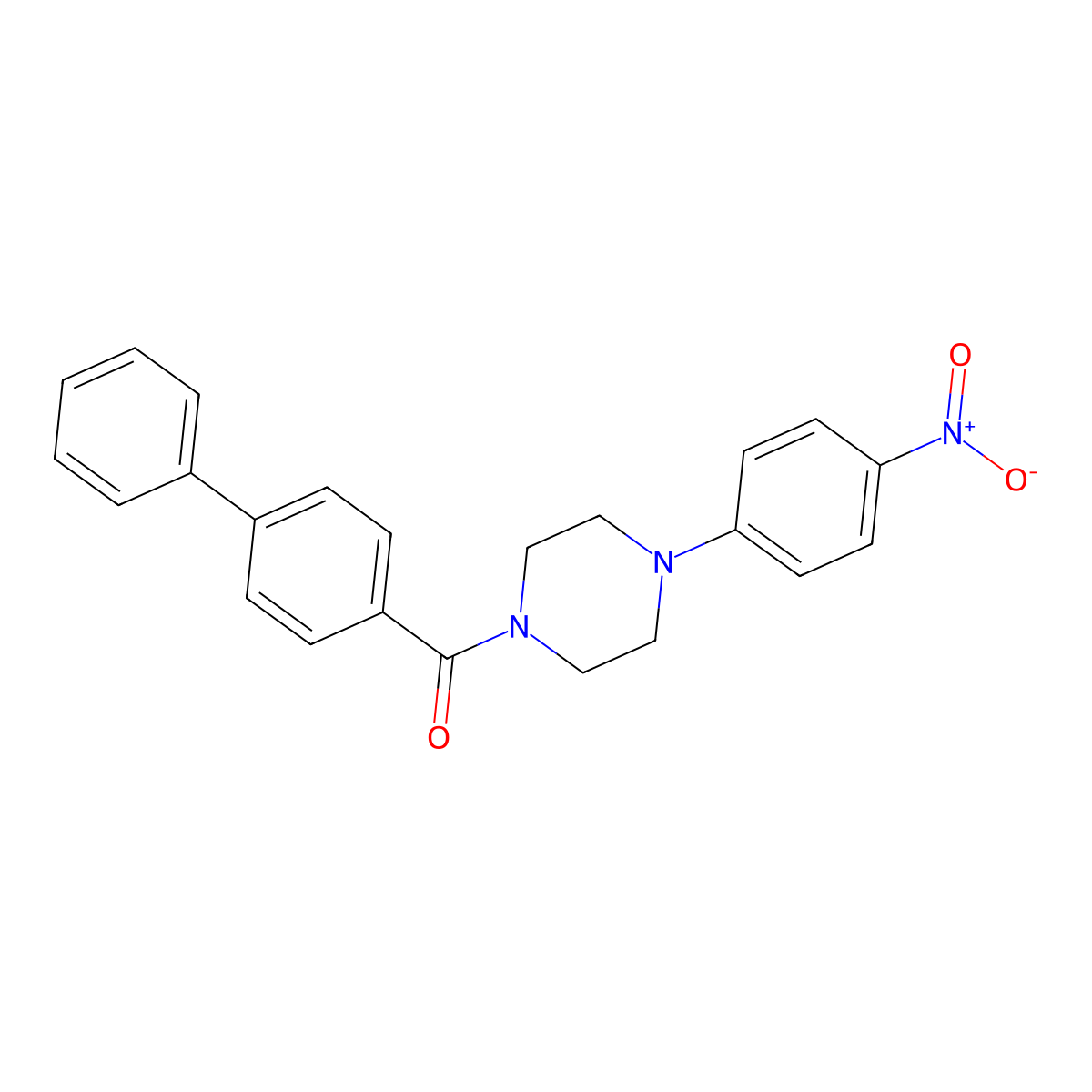 [4-(4-Nitrophenyl)piperazin-1-yl]-(4-phenylphenyl)methanone molecular structure, CAS 312703-89-2