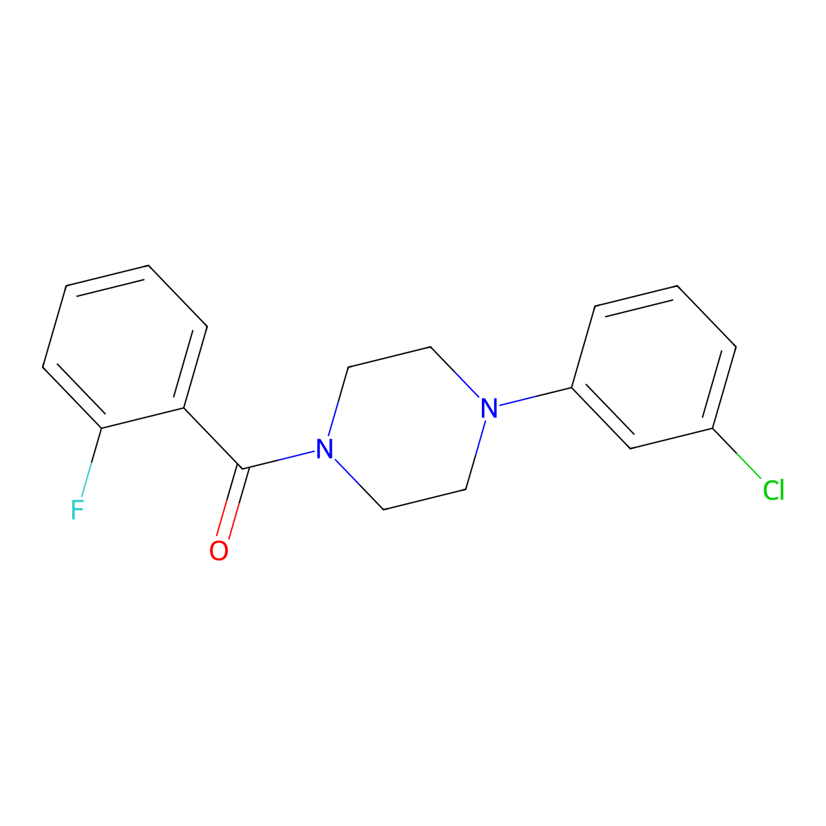 [4-(3-Chlorophenyl)piperazin-1-yl](2-fluorophenyl)methanone molecular structure, CAS 312704-10-2