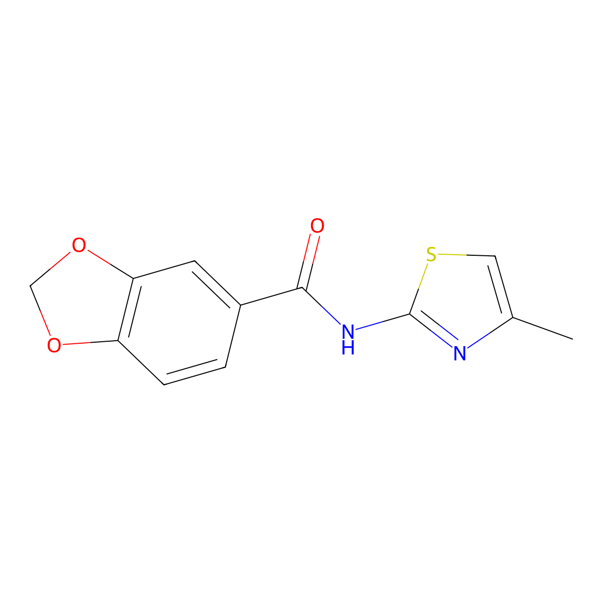 N-(4-methyl-1,3-thiazol-2-yl)-1,3-benzodioxole-5-carboxamide molecular structure, CAS 312704-13-5