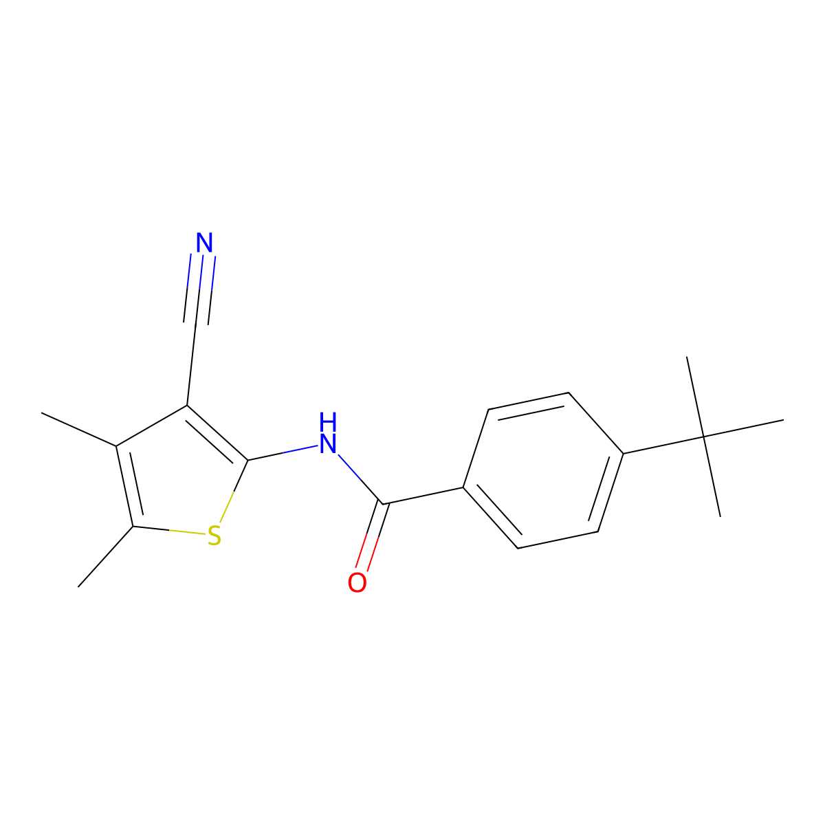 4-tert-butyl-N-(3-cyano-4,5-dimethylthiophen-2-yl)benzamide molecular structure, CAS 312704-71-5