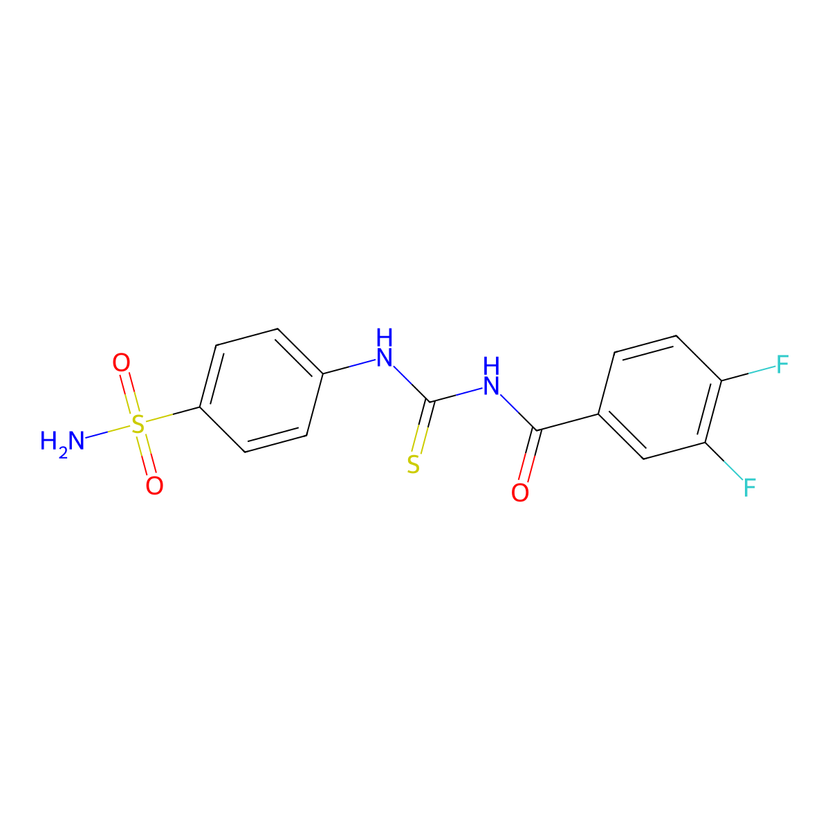 3,4-difluoro-N-[(4-sulfamoylphenyl)carbamothioyl]benzamide molecular structure, CAS 312704-82-8